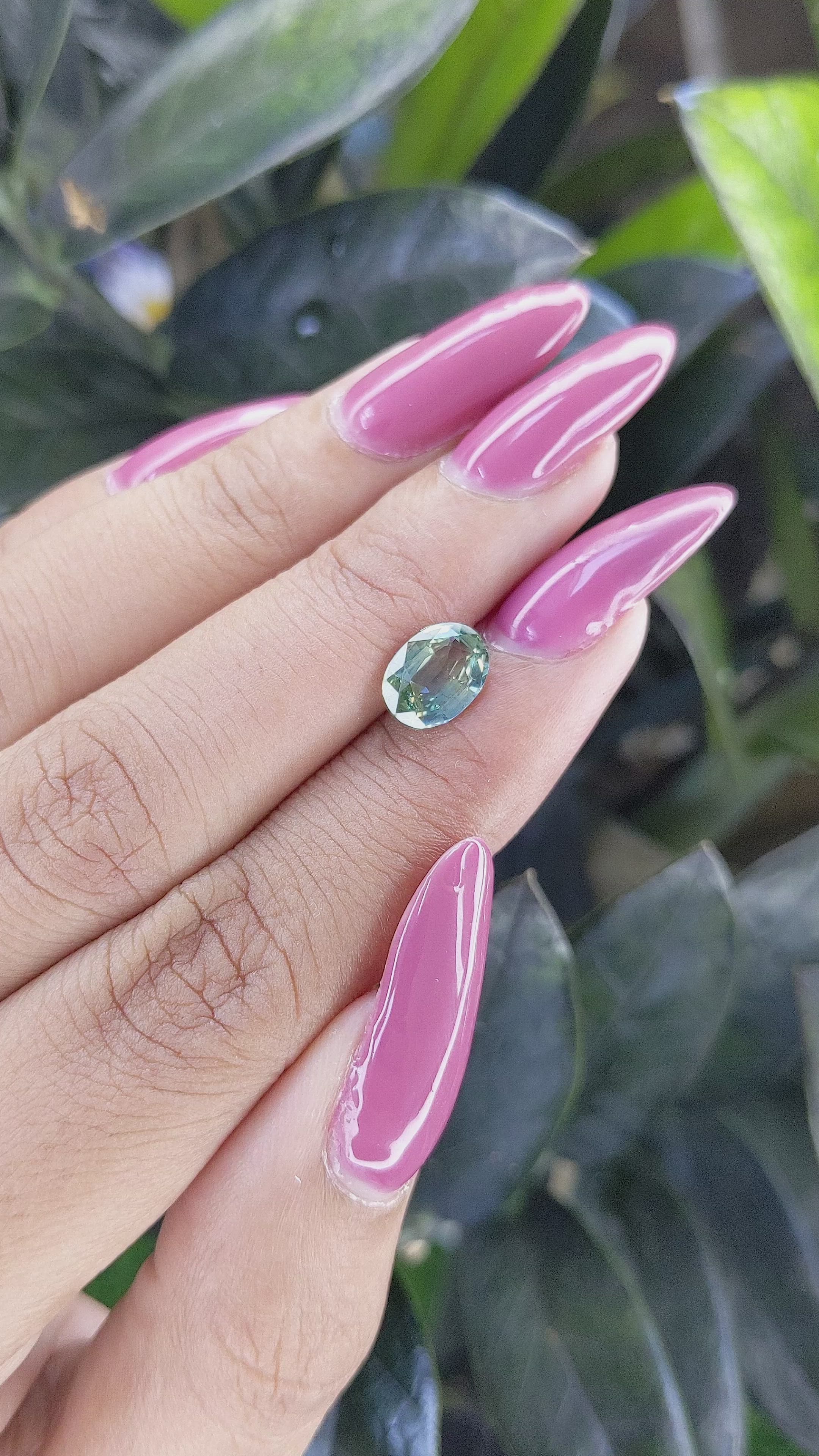 2.00 Ct. Bluish Green Sapphire from Tanzania Size Video