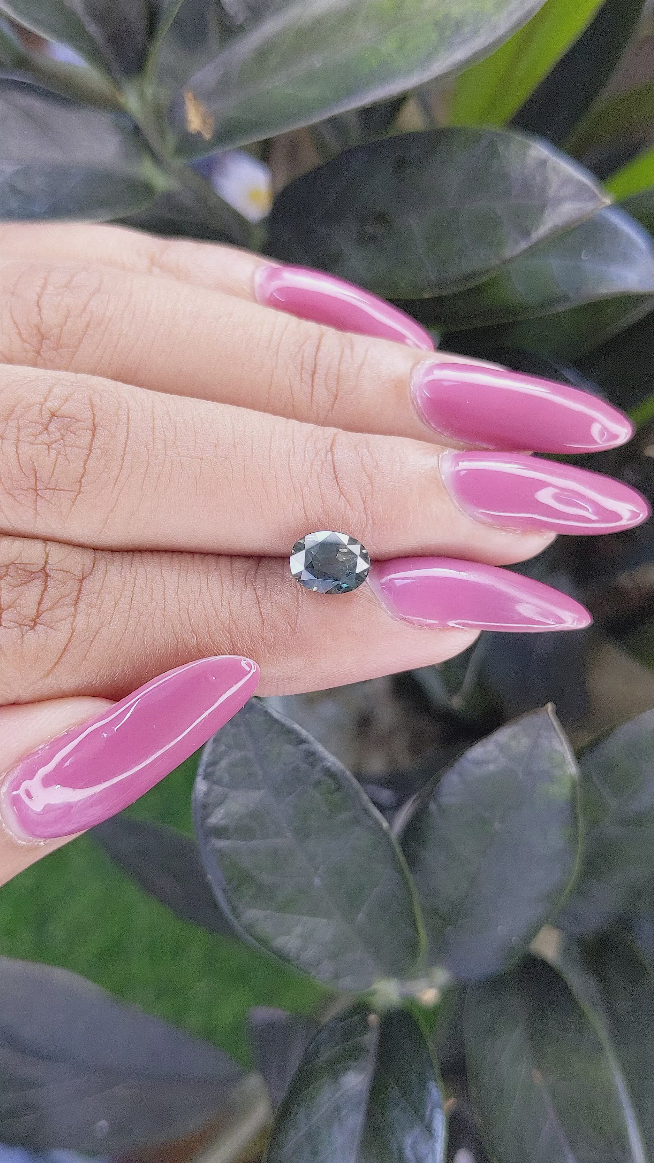 1.78 Ct. Greenish Blue Sapphire from Tanzania Size Video