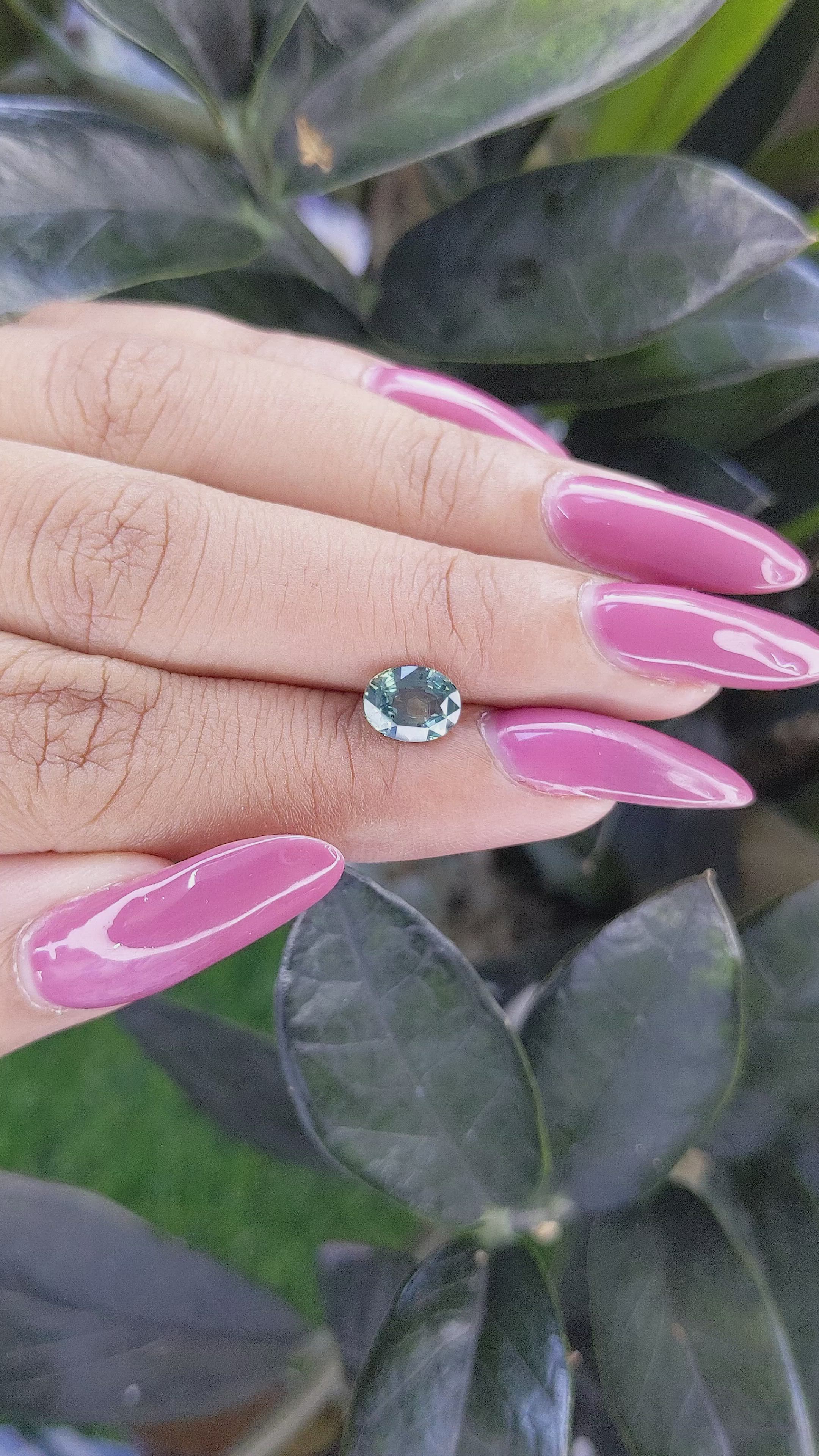 1.40 Ct. Bluish Green Sapphire from Tanzania Size Video