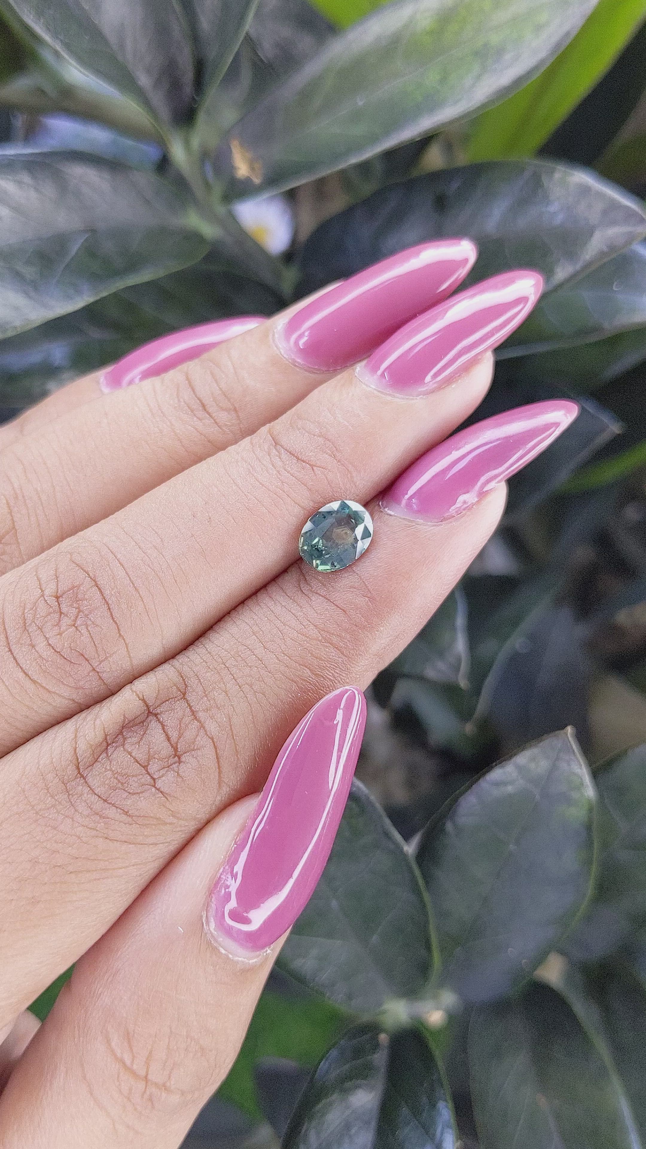1.40 Ct. Bluish Green Sapphire from Tanzania Size Video