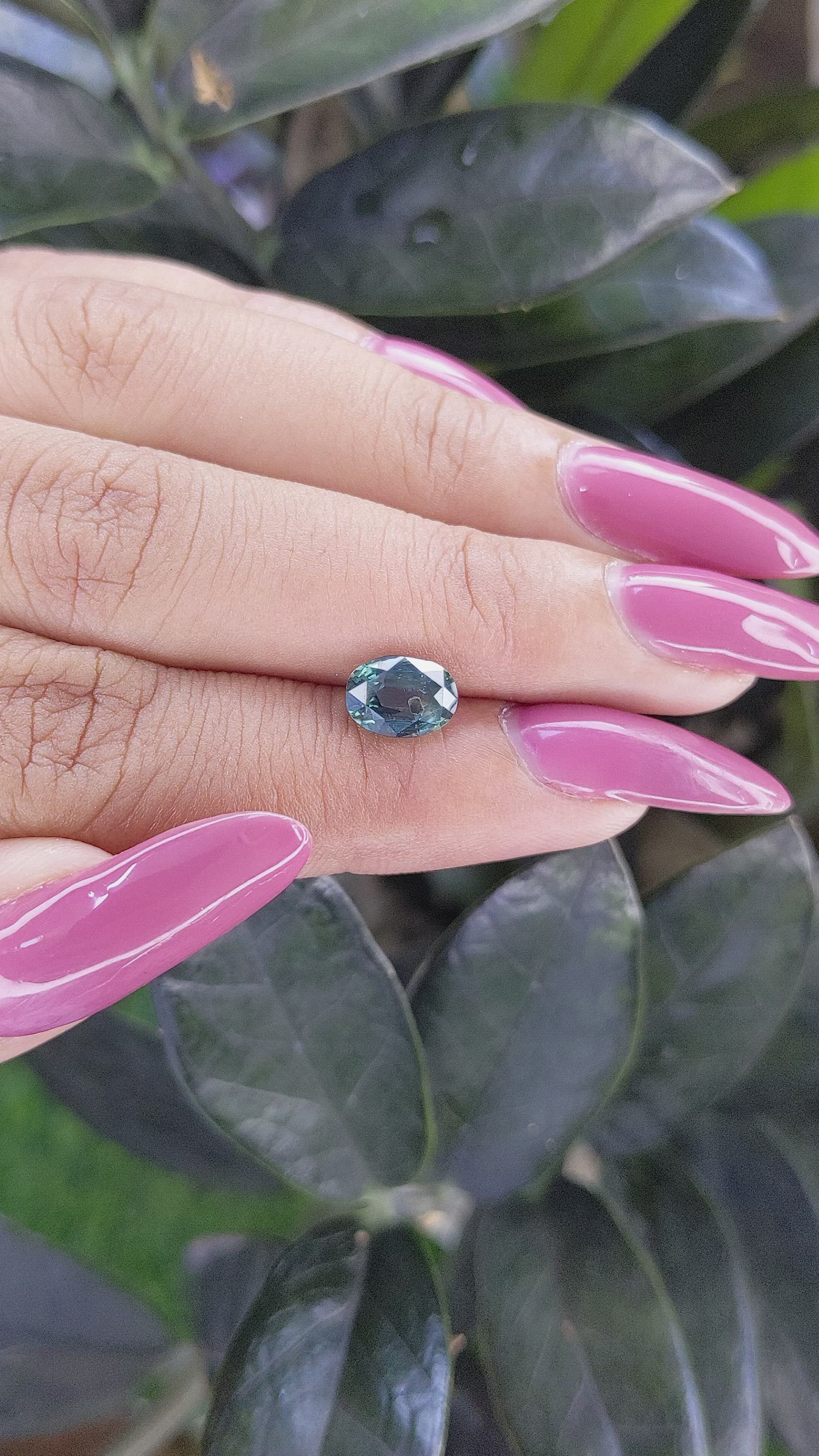 1.88 Ct. Bluish Green Sapphire from Tanzania Size Video