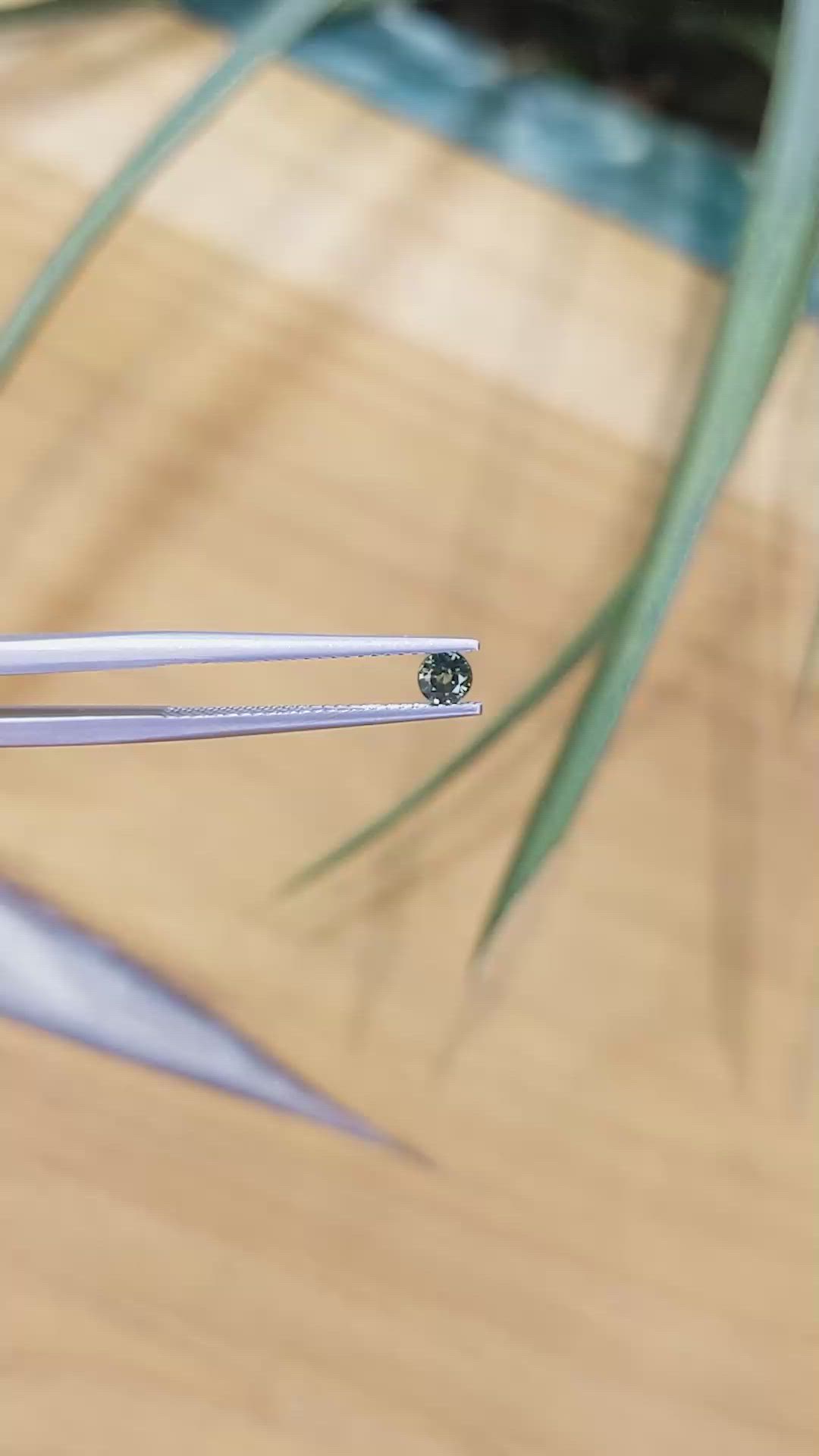 0.22 Ct. Bluish Green Sapphire from Thailand Size Video