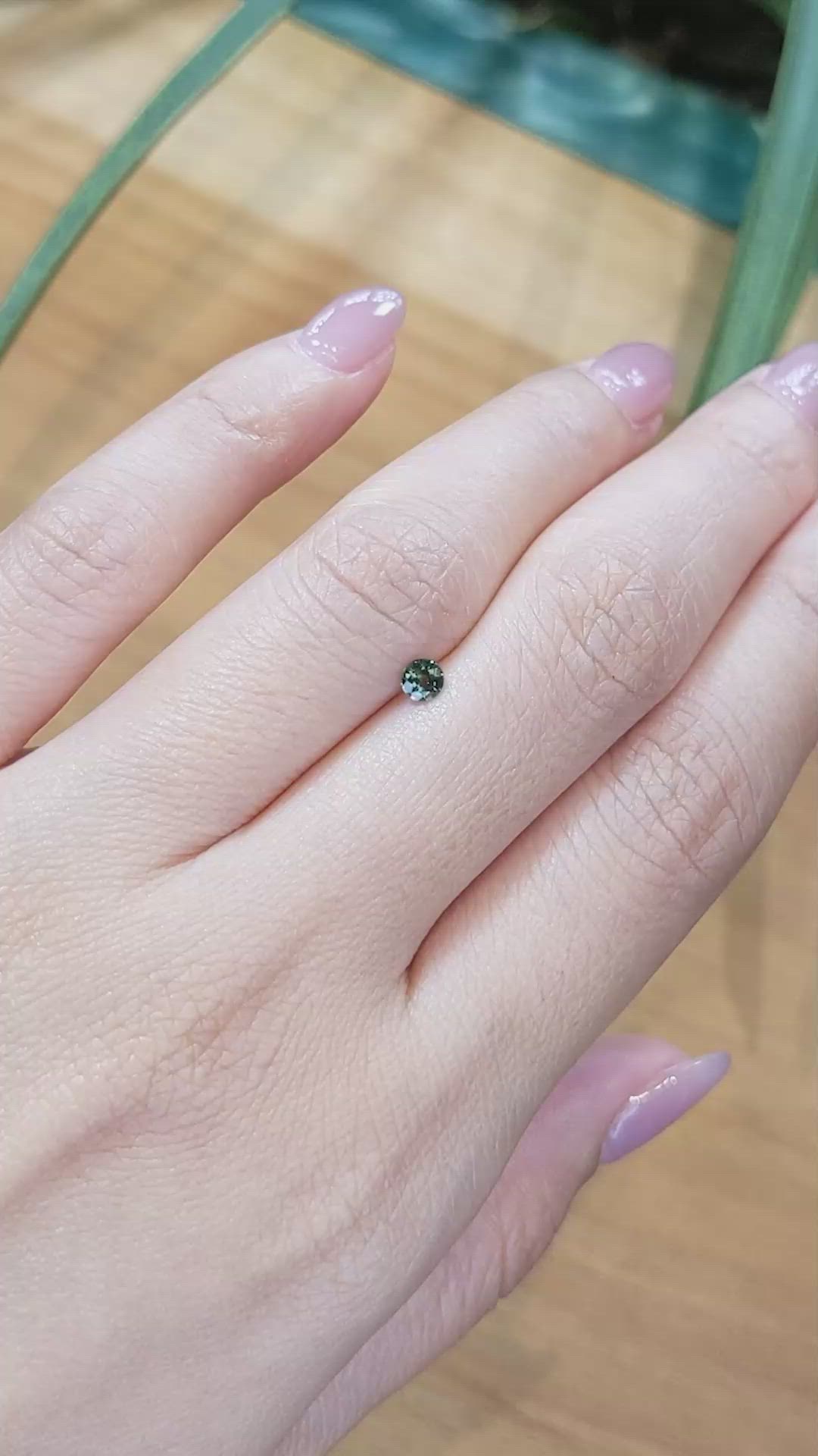0.22 Ct. Bluish Green Sapphire from Thailand Size Video