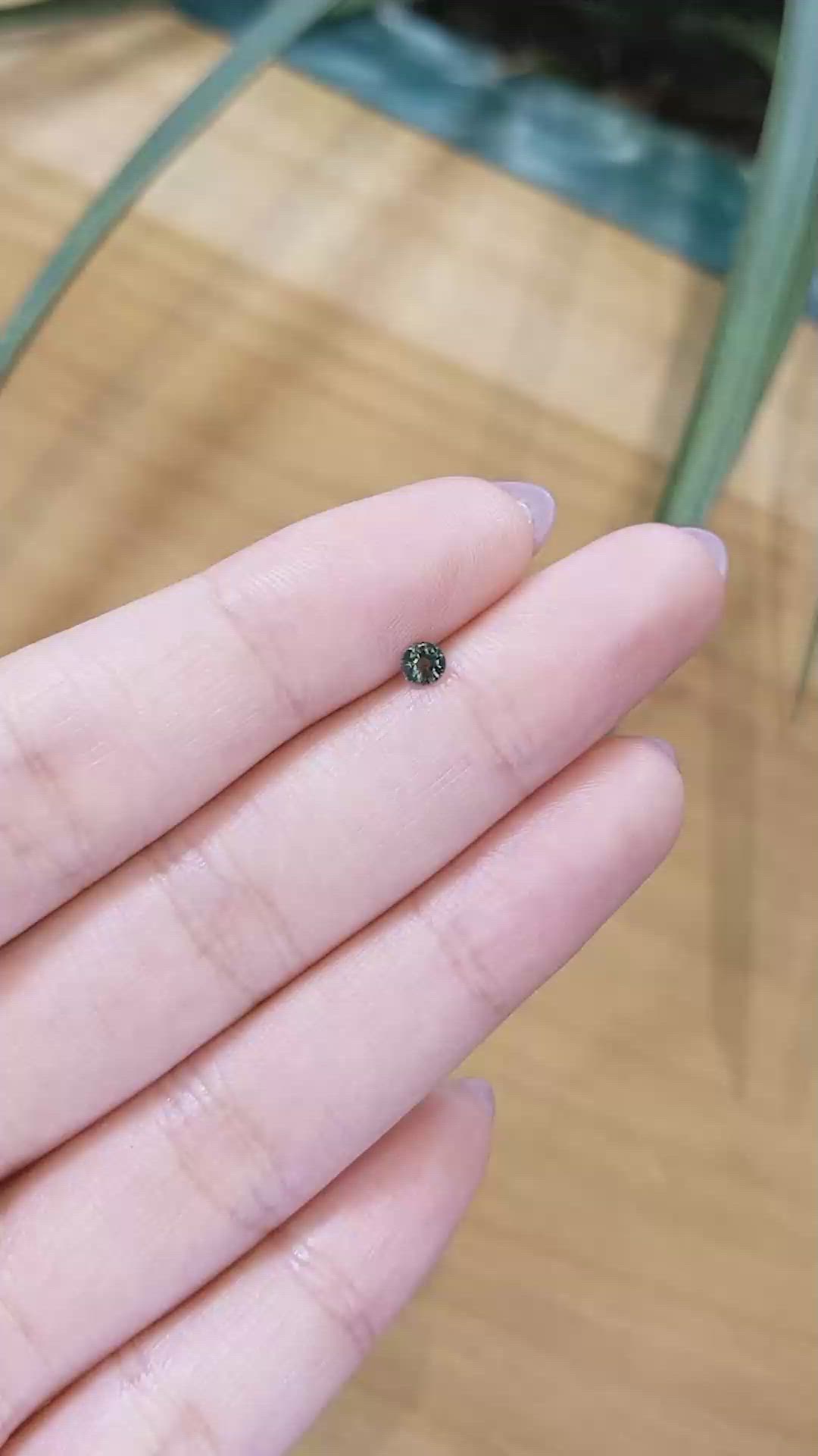 0.22 Ct. Bluish Green Sapphire from Thailand Size Video