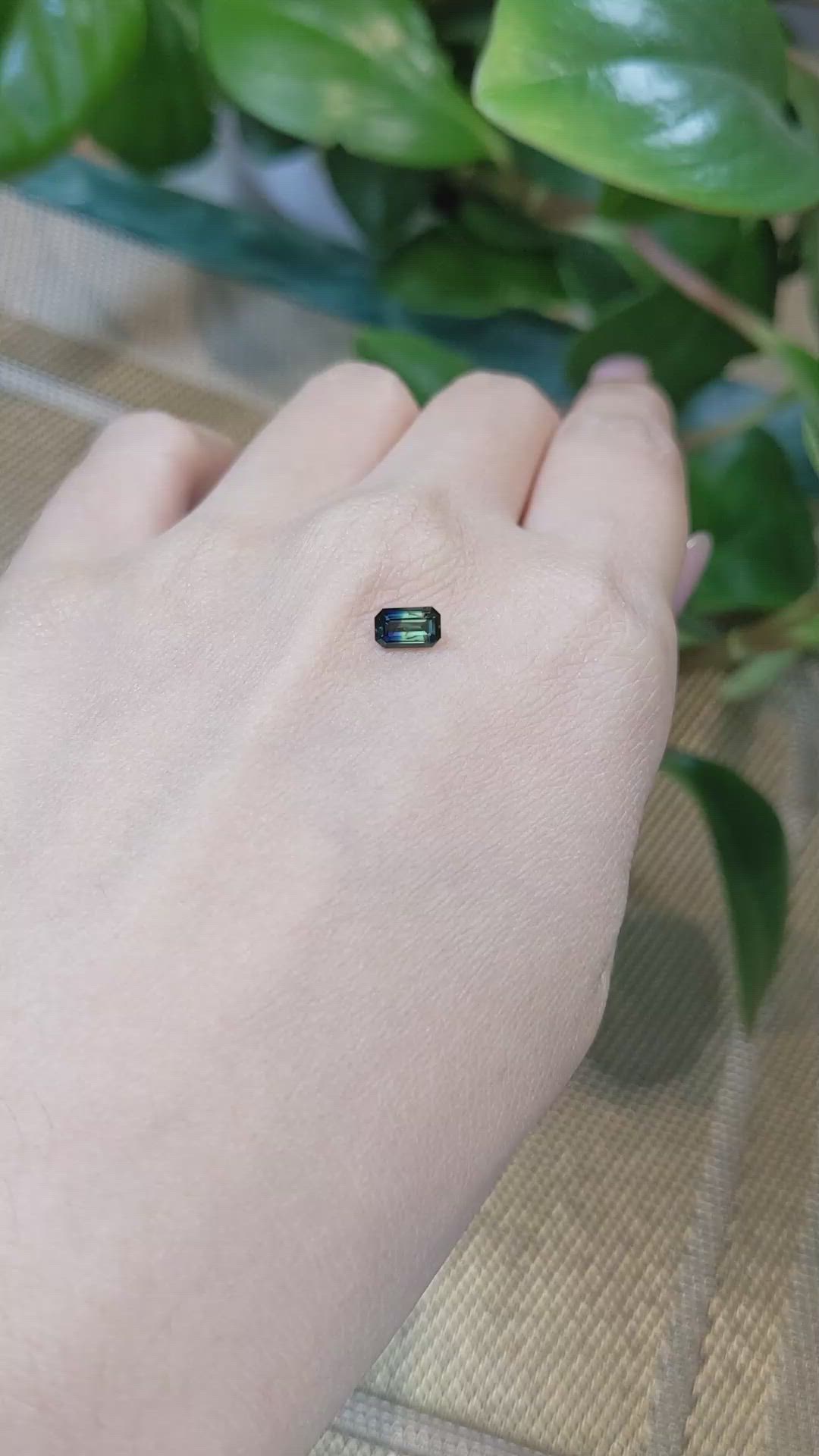 0.57 Ct. Bluish Green Sapphire from Madagascar Size Video