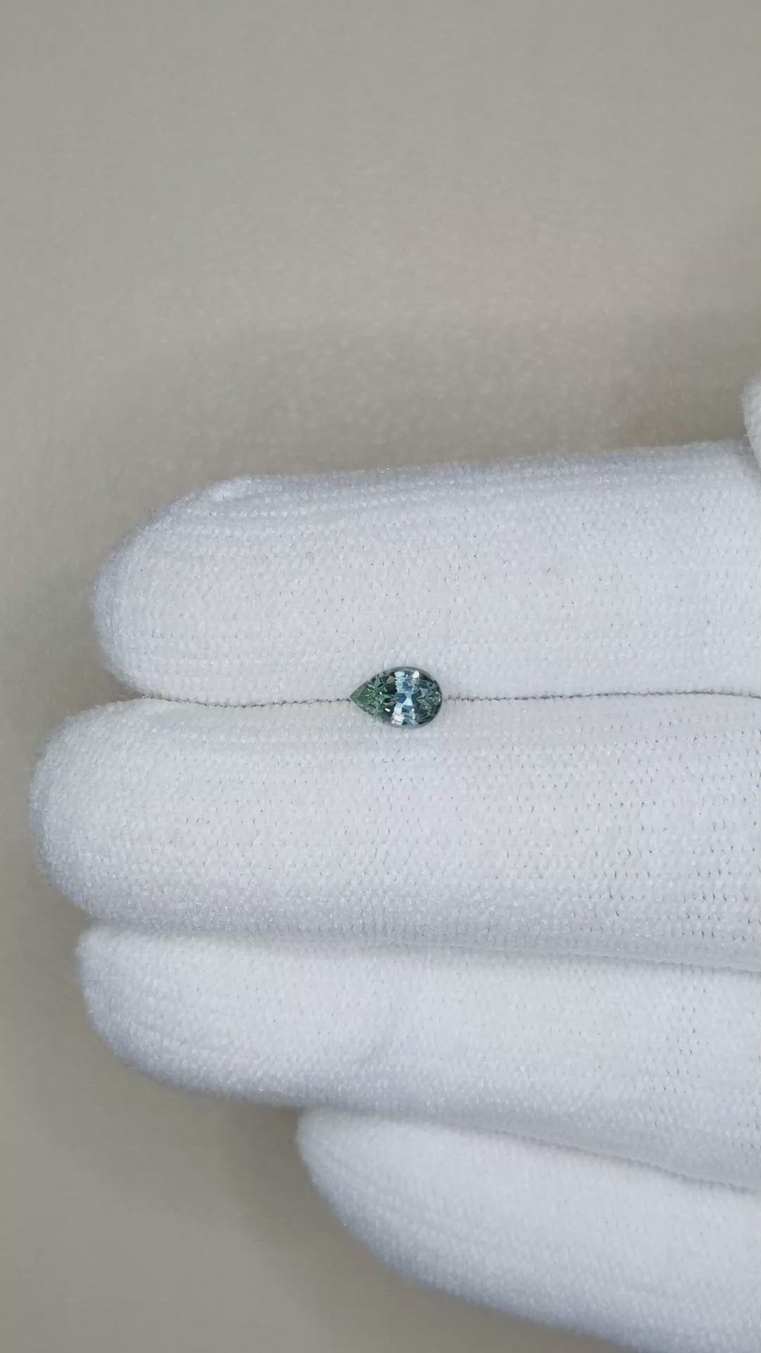 0.38 Ct. Greenish Blue Sapphire from Madagascar Size Video