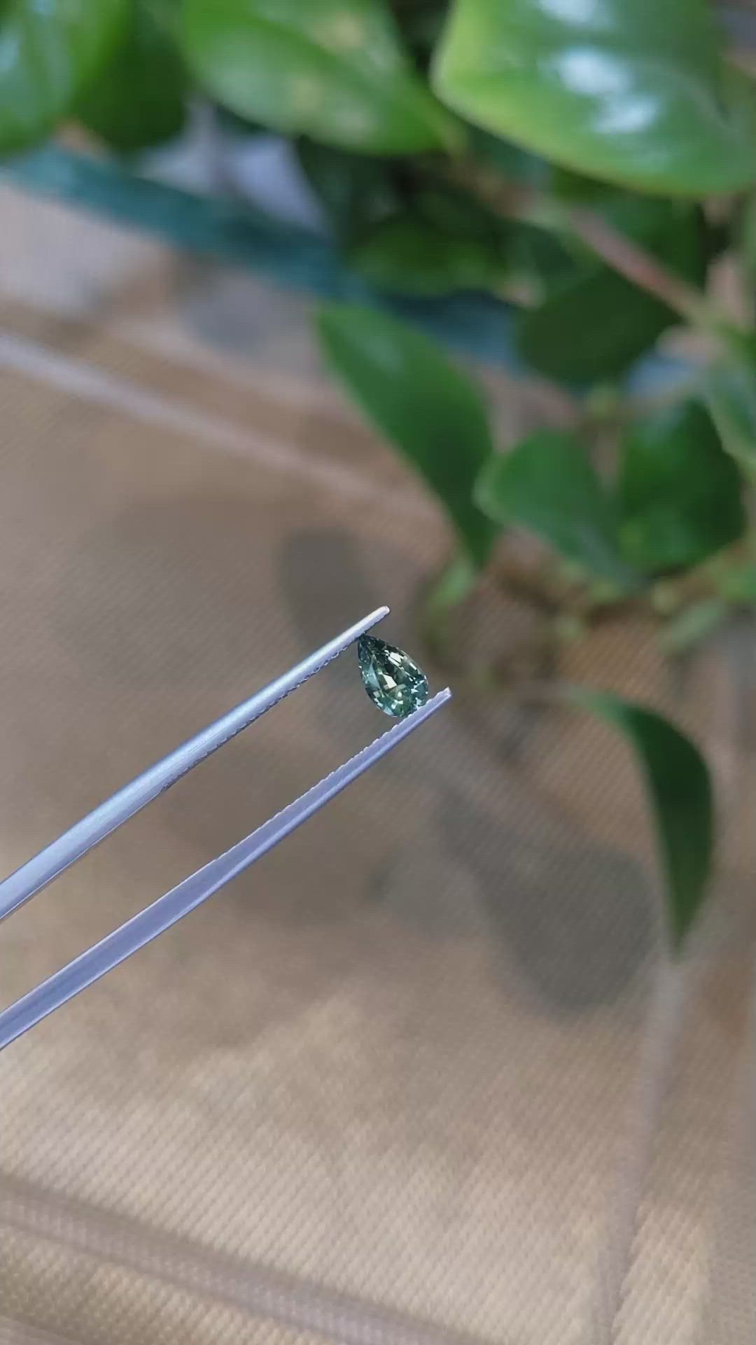 0.63 Ct. Bluish Green Sapphire from Madagascar Size Video