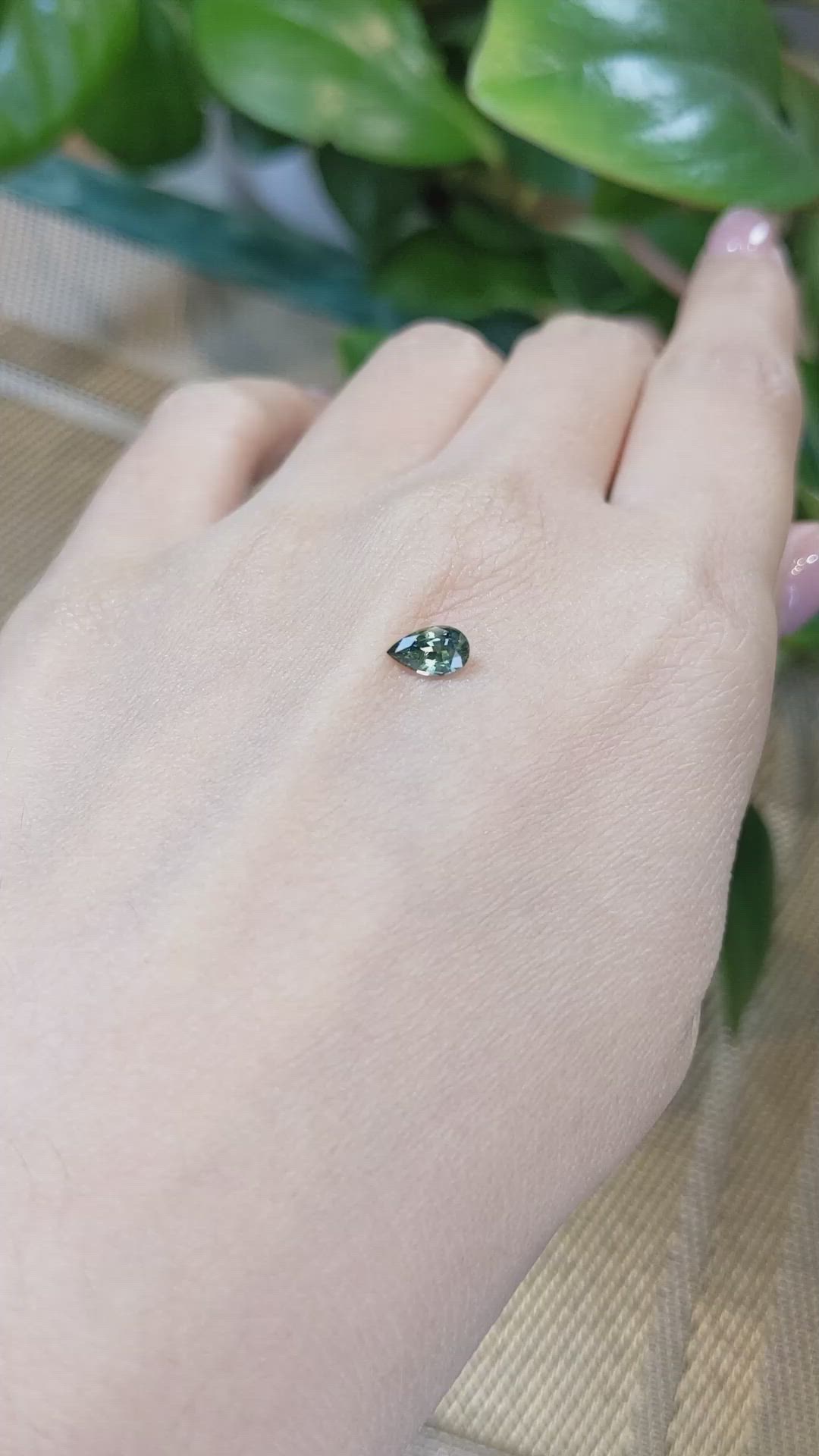 0.63 Ct. Bluish Green Sapphire from Madagascar Size Video