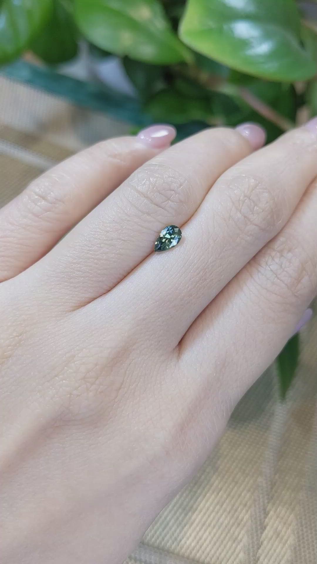 0.63 Ct. Bluish Green Sapphire from Madagascar Size Video