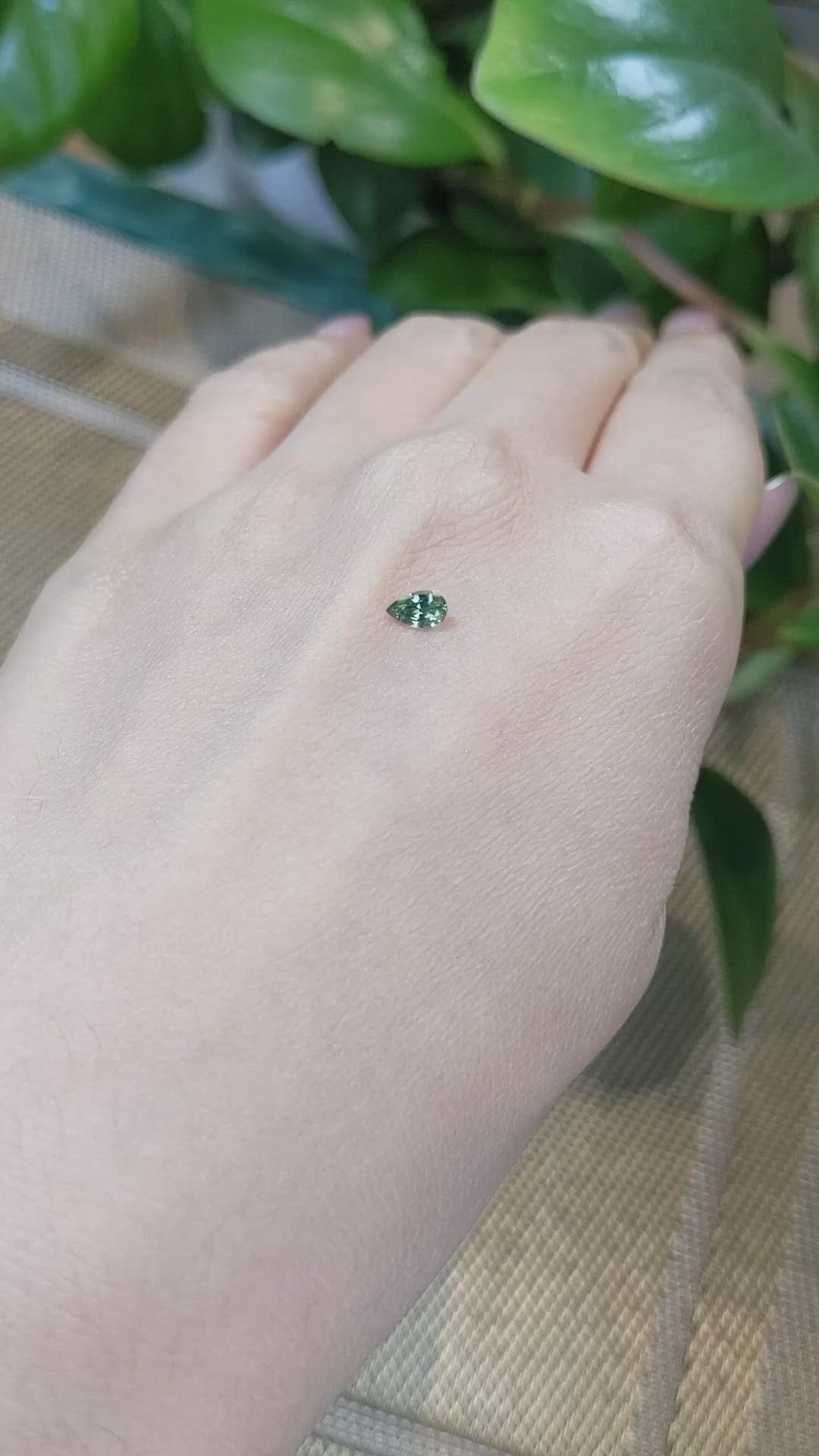 0.35 Ct. Bluish Green Sapphire from Madagascar Size Video