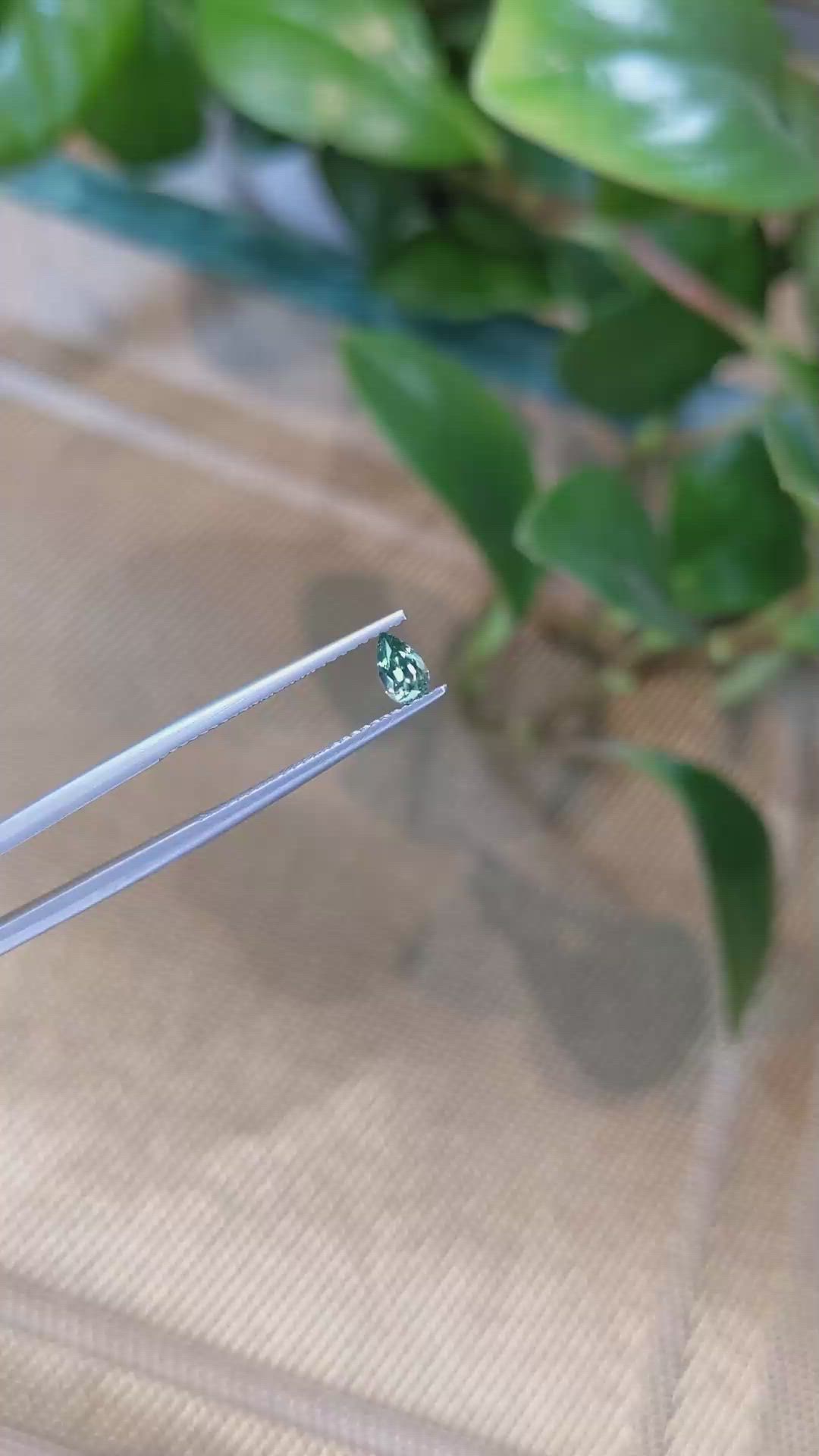 0.35 Ct. Bluish Green Sapphire from Madagascar Size Video