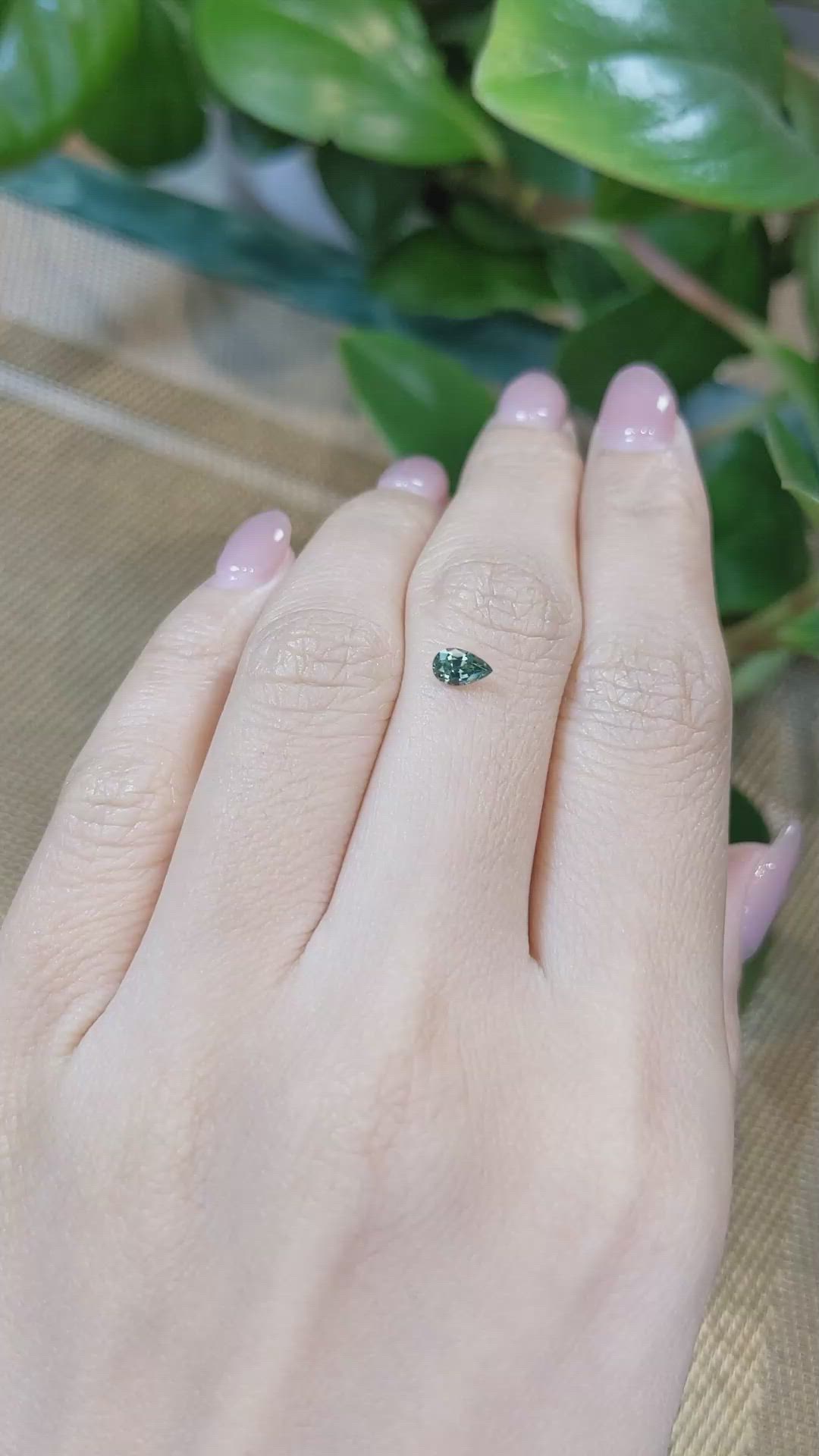 0.35 Ct. Bluish Green Sapphire from Madagascar Size Video