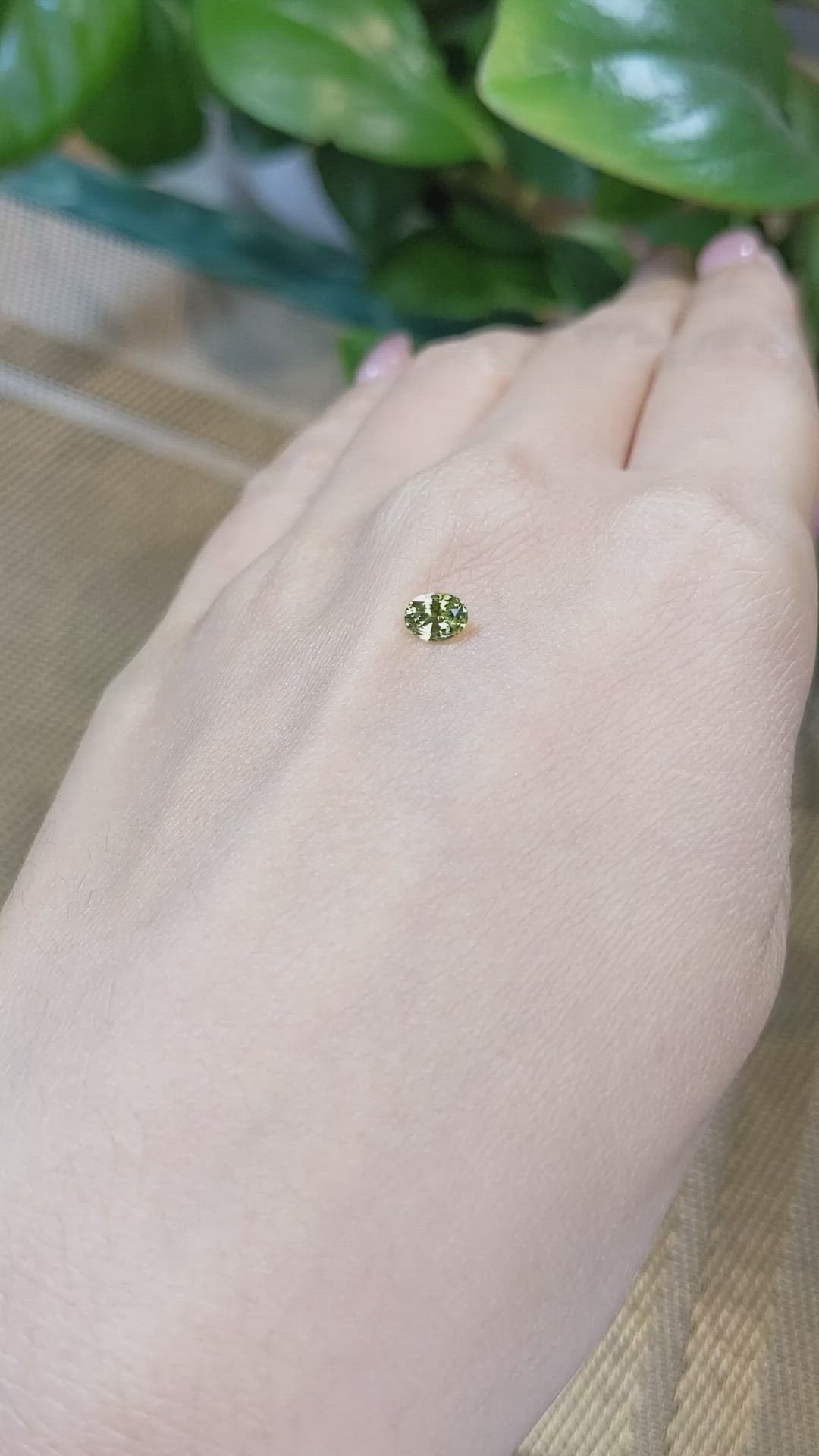 0.49 Ct. Yellowish Green Sapphire from Madagascar Size Video