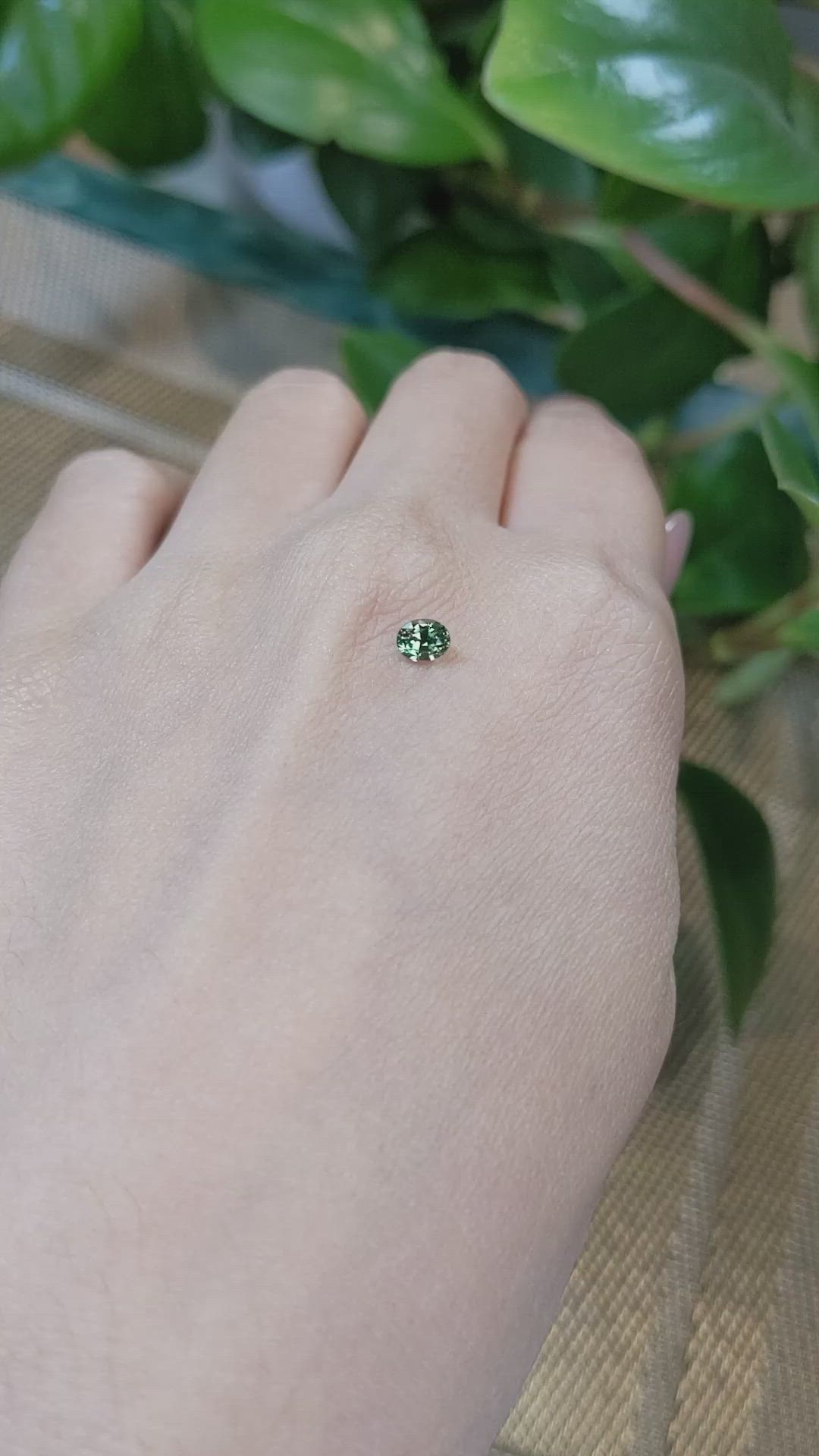 0.46 Ct. Bluish Green Sapphire from Madagascar Size Video