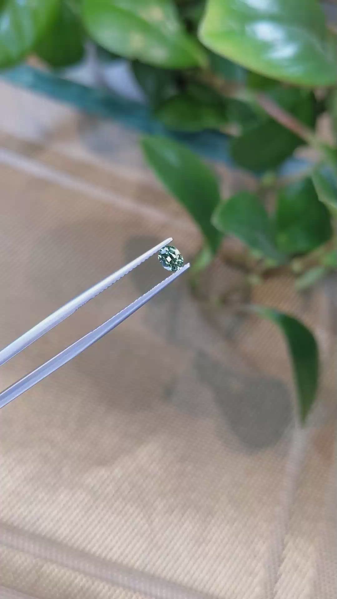 0.46 Ct. Bluish Green Sapphire from Madagascar Size Video