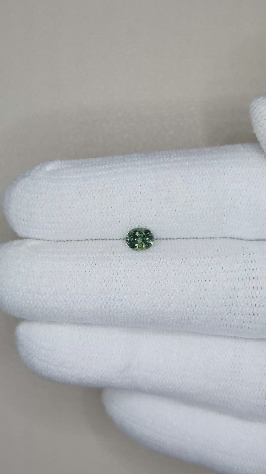 0.46 Ct. Bluish Green Sapphire from Madagascar Size Video