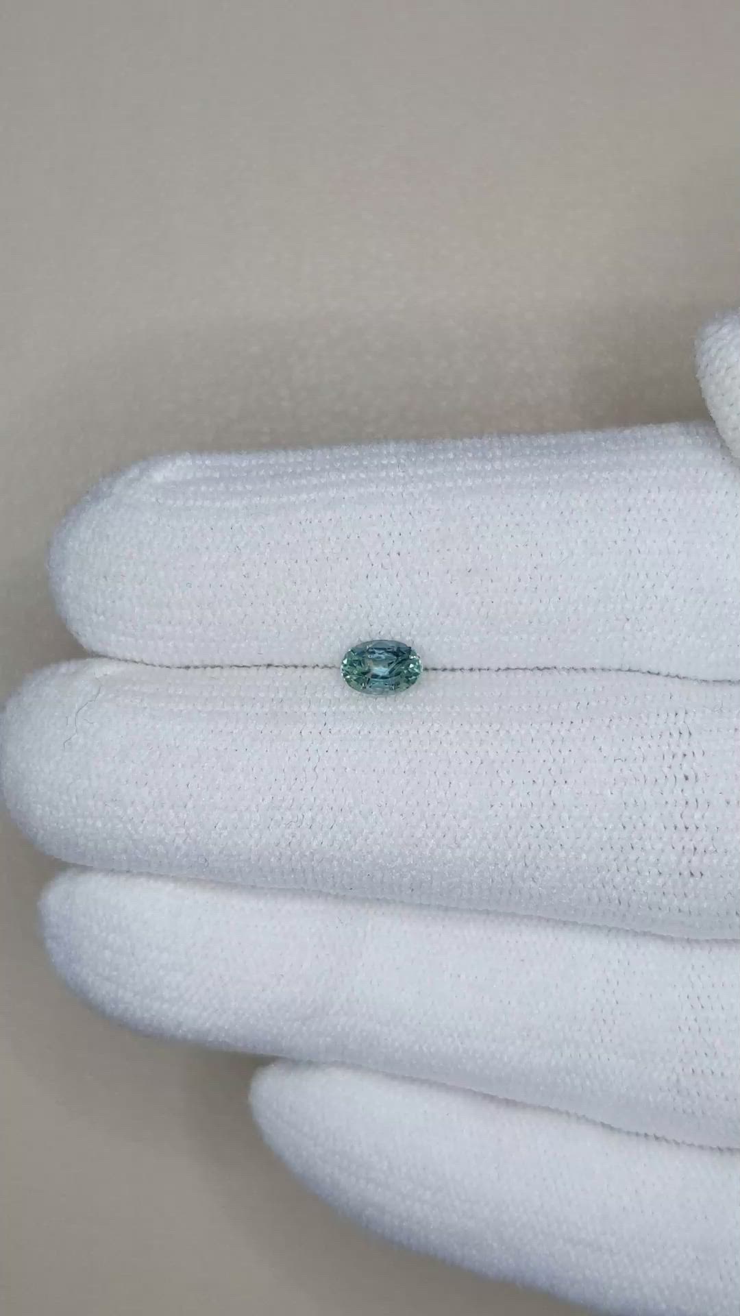 0.44 Ct. Greenish Blue Sapphire from Madagascar Size Video