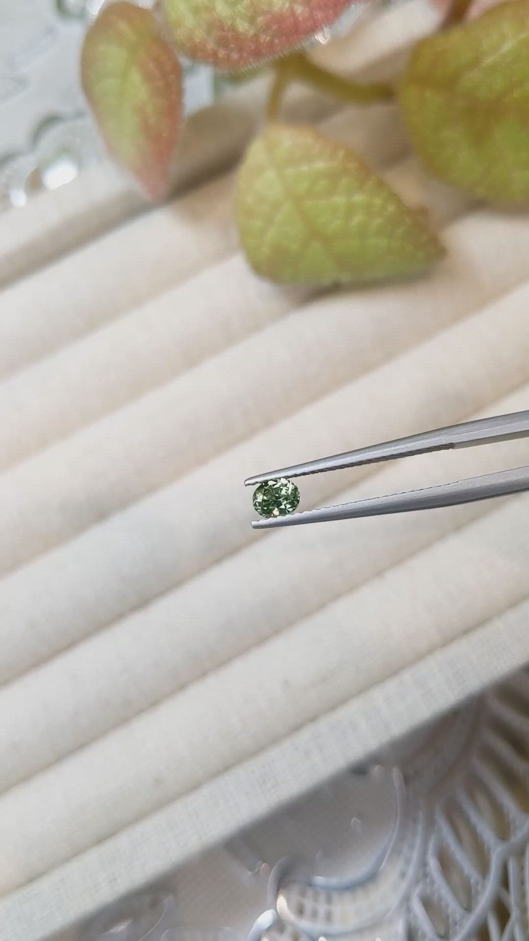 0.49 Ct. Yellowish Green Sapphire from Madagascar Size Video