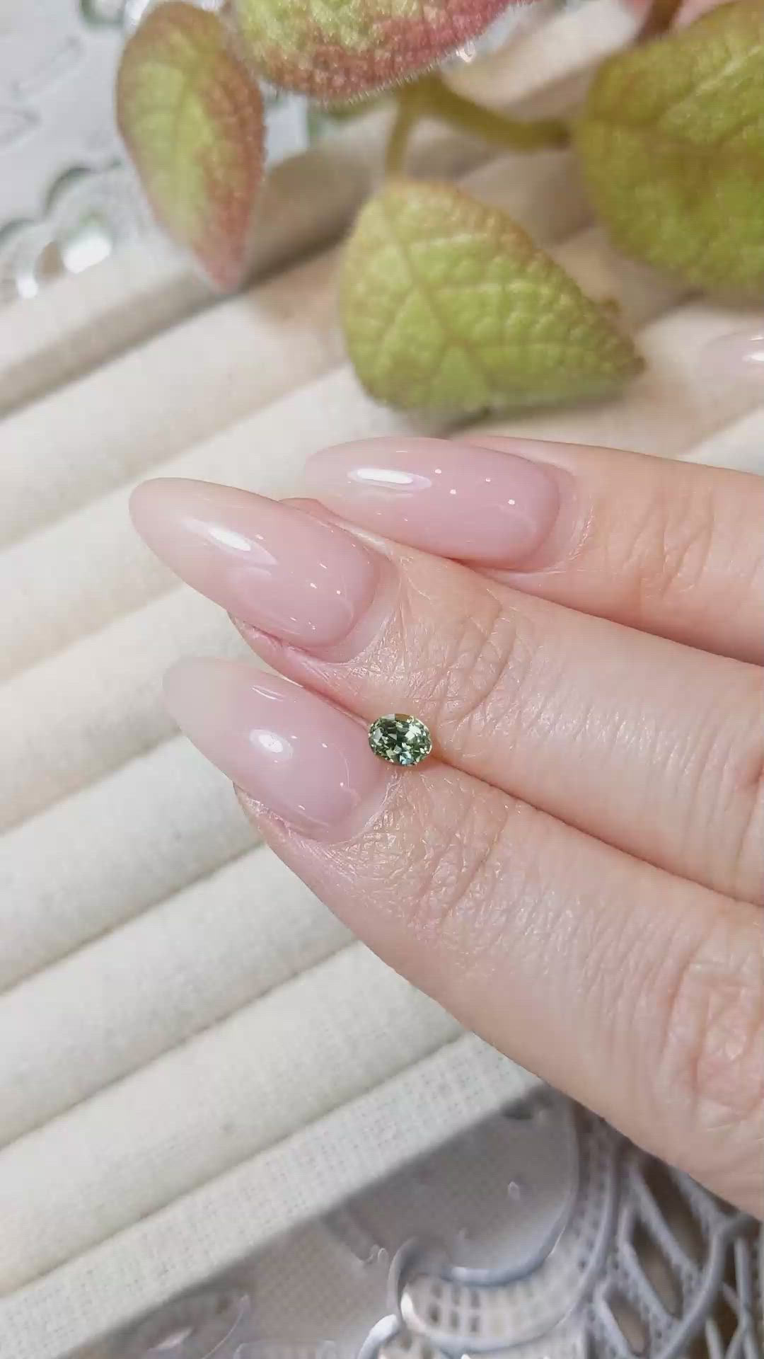 0.49 Ct. Yellowish Green Sapphire from Madagascar Size Video