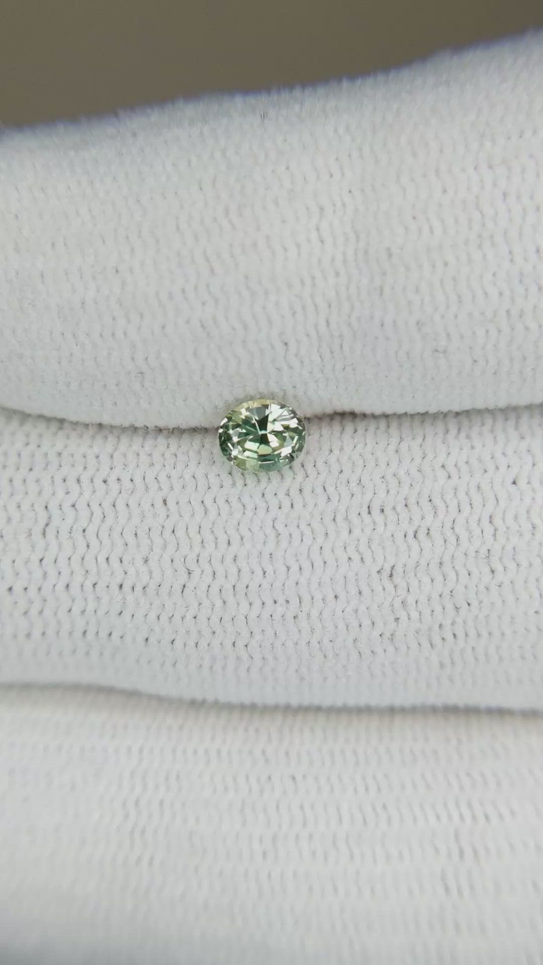 0.49 Ct. Yellowish Green Sapphire from Madagascar Size Video