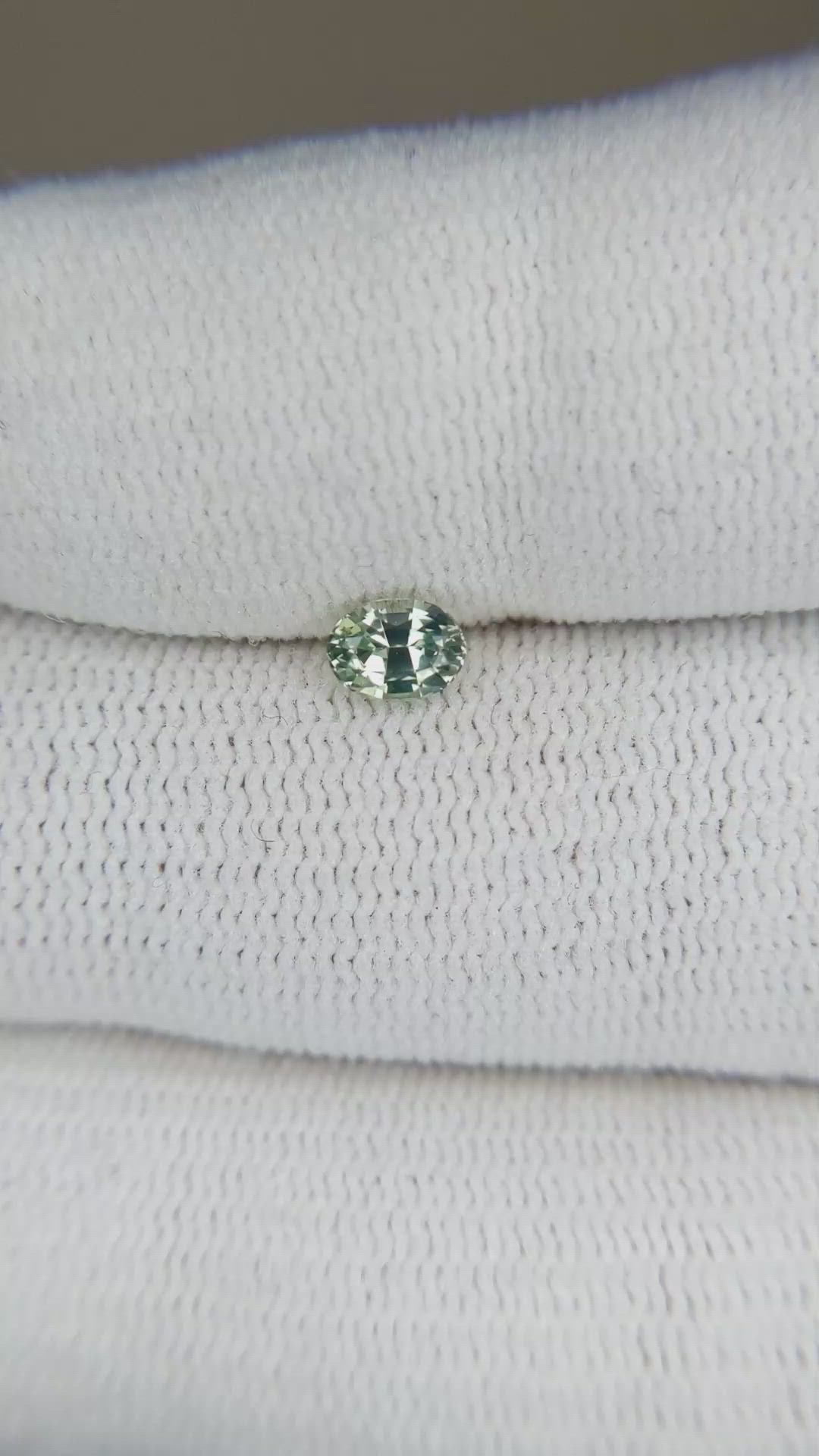 0.46 Ct. Bluish Green Sapphire from Madagascar Size Video