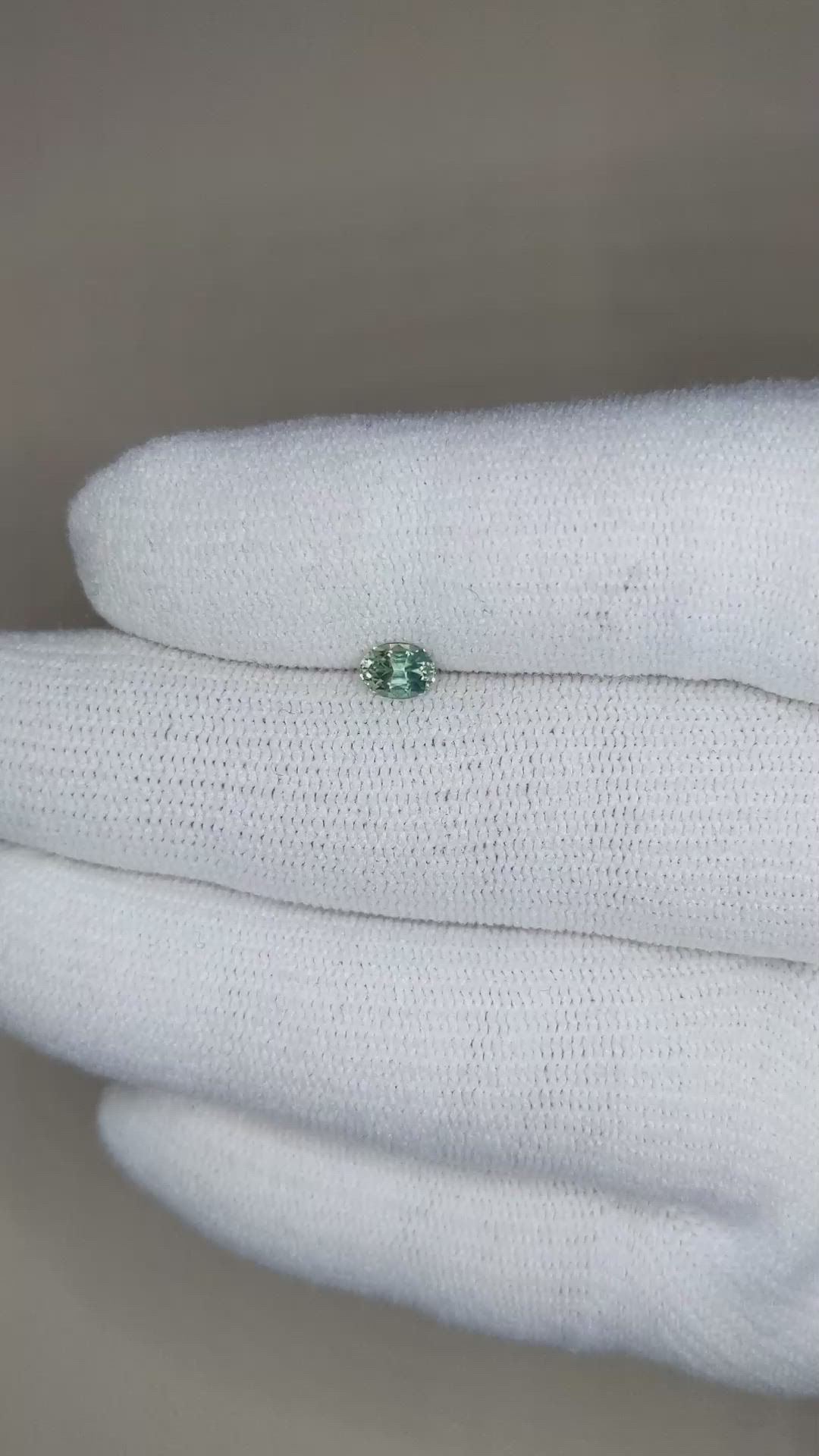0.46 Ct. Bluish Green Sapphire from Madagascar Size Video