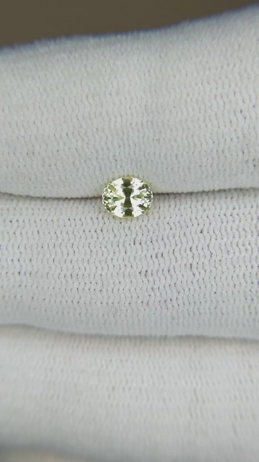 0.68 Ct. Greenish Yellow Sapphire from Madagascar Size Video