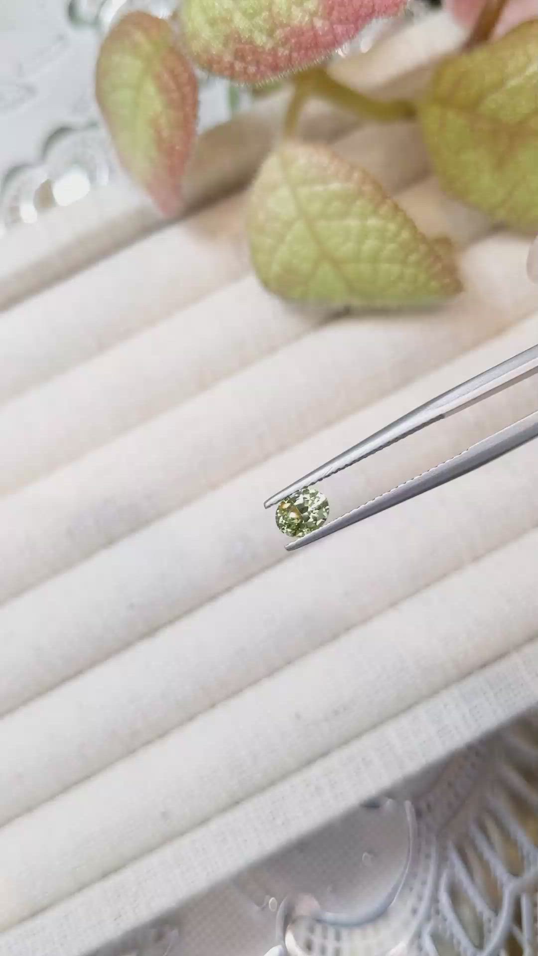 0.68 Ct. Greenish Yellow Sapphire from Madagascar Size Video