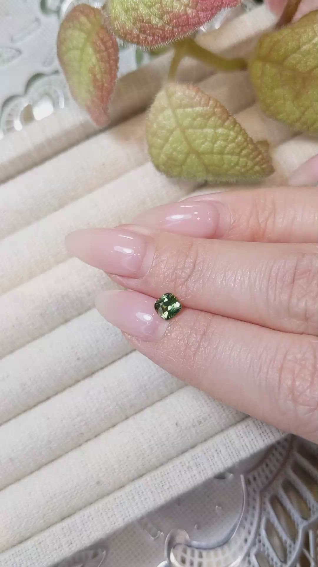 0.62 Ct. Yellowish Green Sapphire from Madagascar Size Video