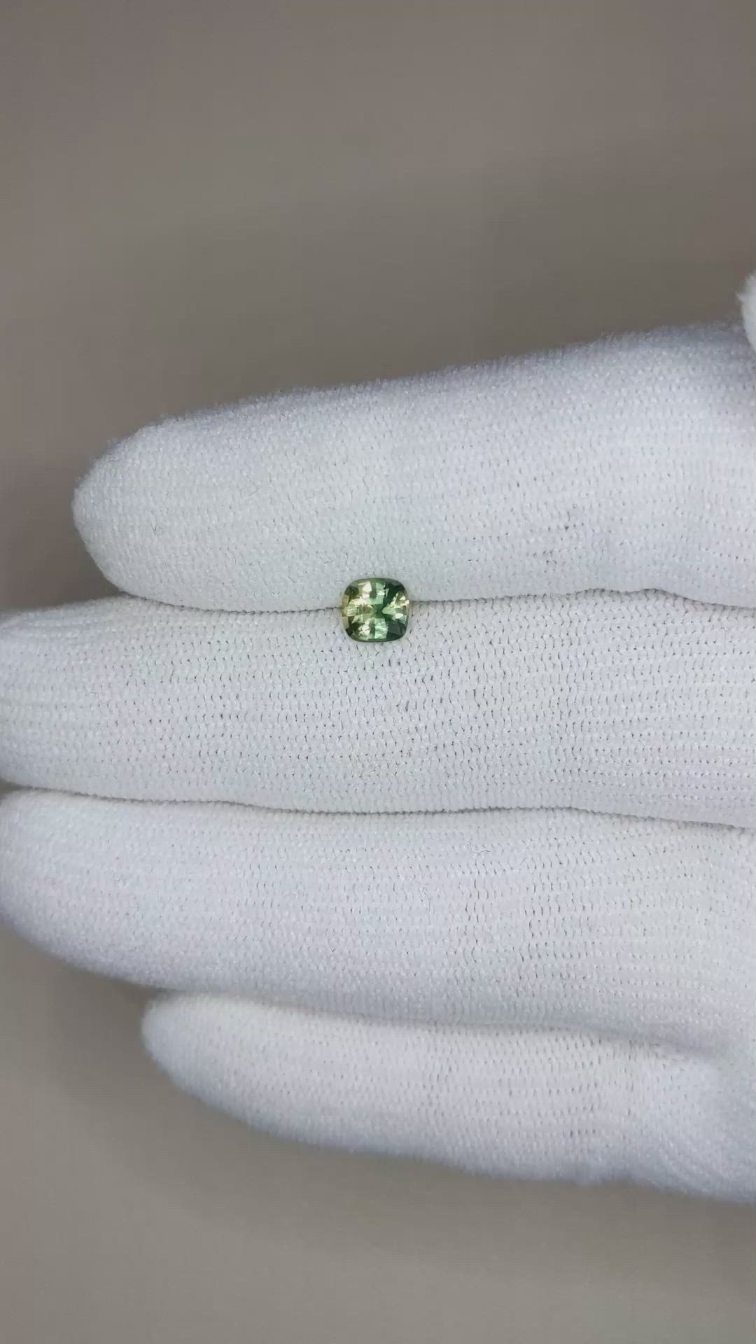 0.62 Ct. Yellowish Green Sapphire from Madagascar Size Video