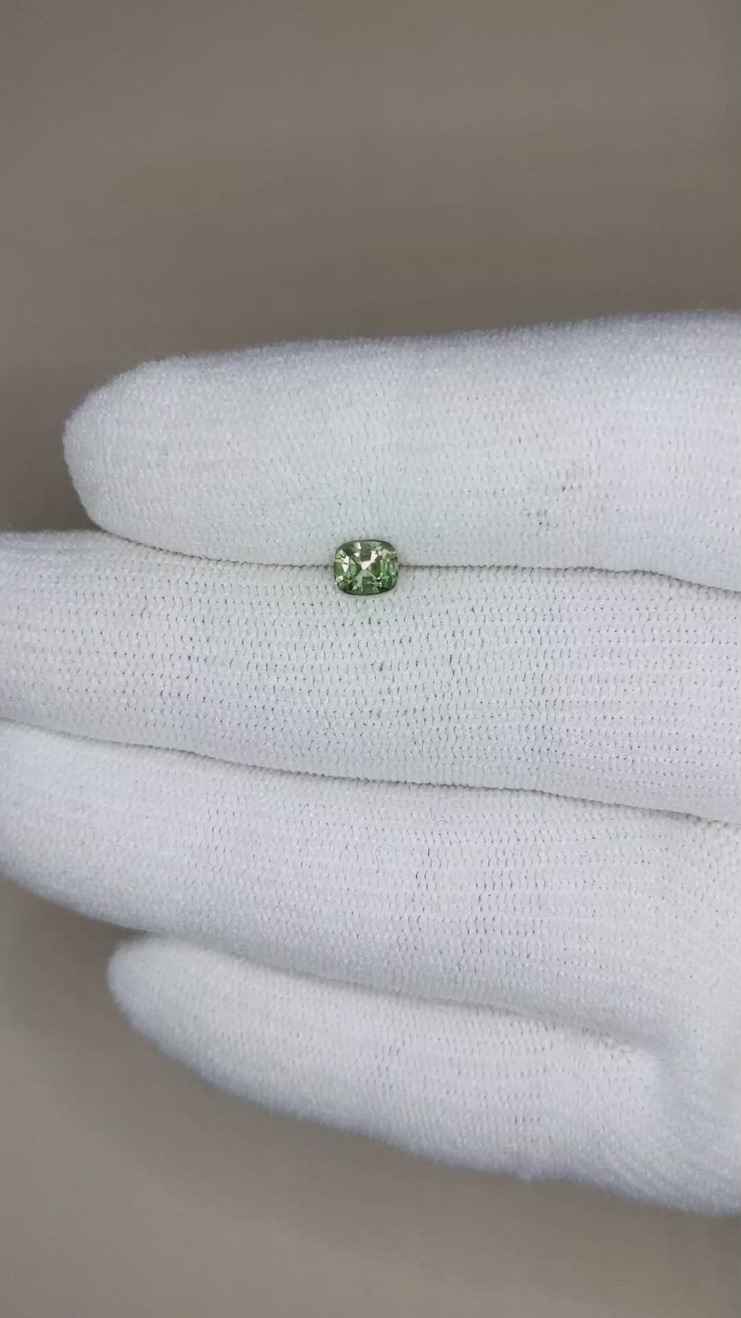 0.53 Ct. Yellowish Green Sapphire from Madagascar Size Video