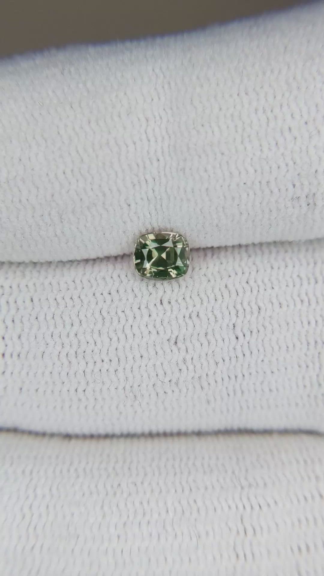 0.53 Ct. Yellowish Green Sapphire from Madagascar Size Video