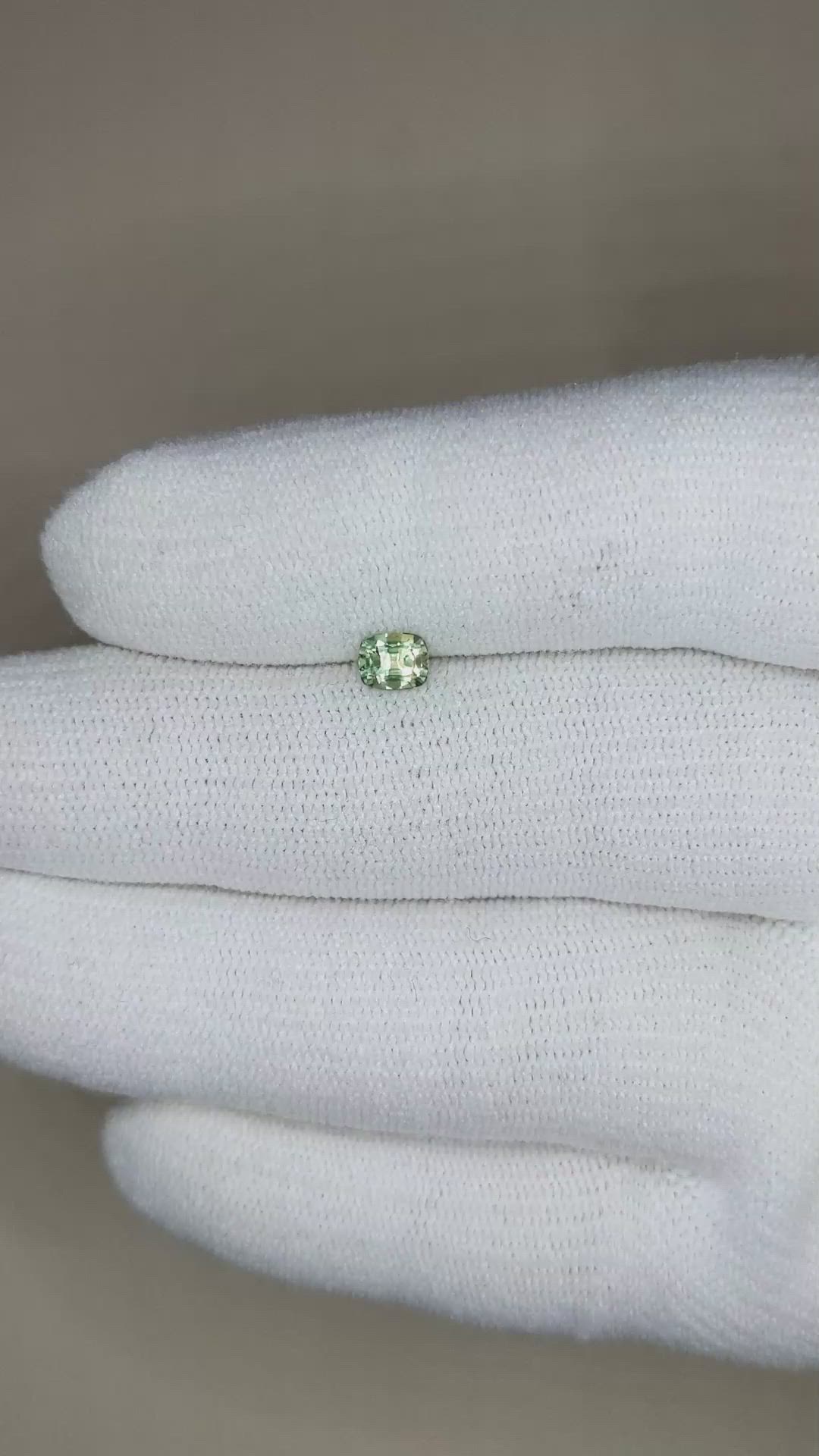 0.51 Ct. Yellowish Green Sapphire from Madagascar Size Video