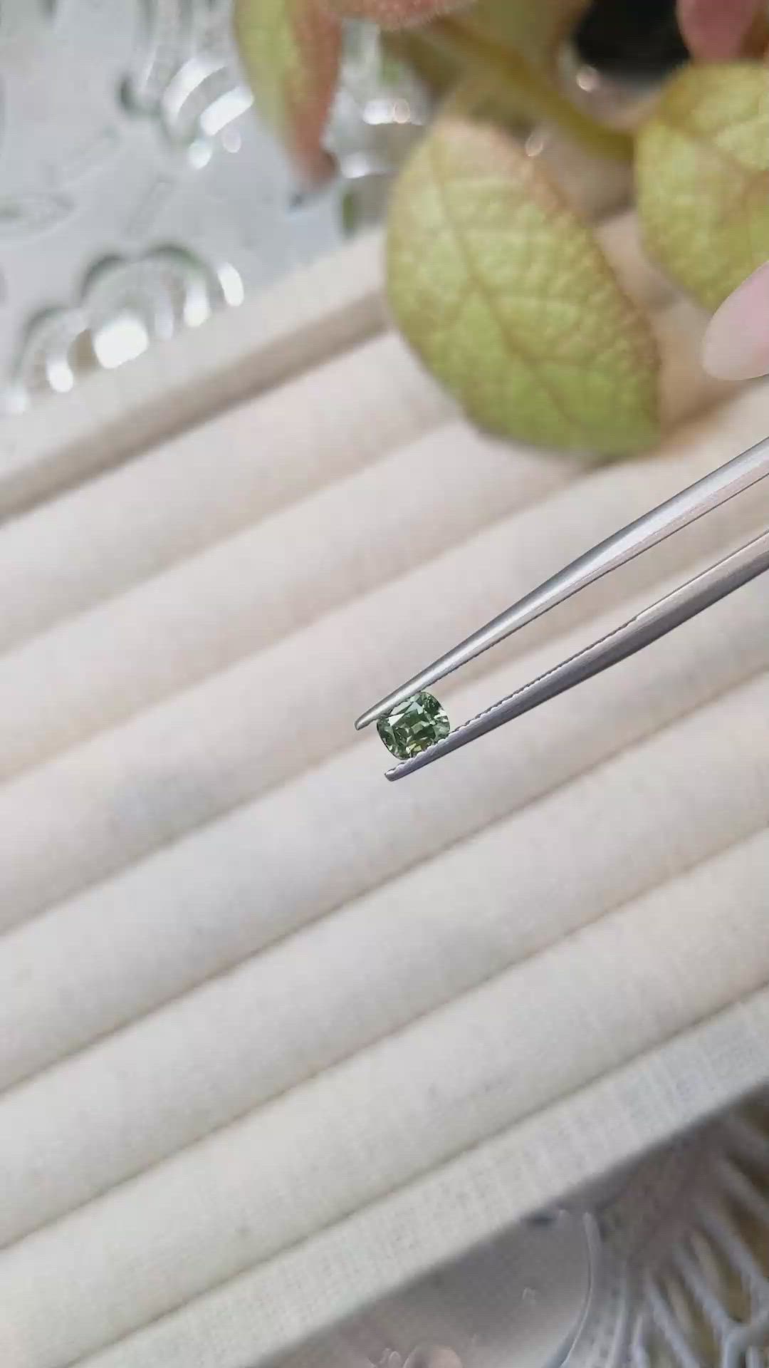 0.51 Ct. Yellowish Green Sapphire from Madagascar Size Video