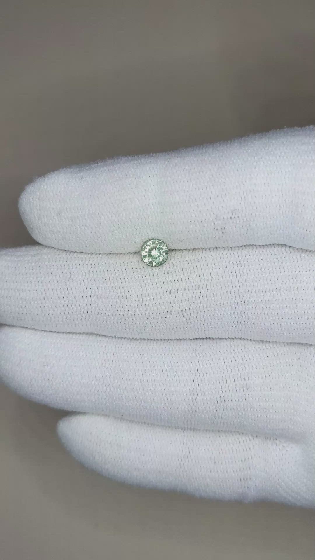 0.58 Ct. Yellowish Green Sapphire from Madagascar Size Video