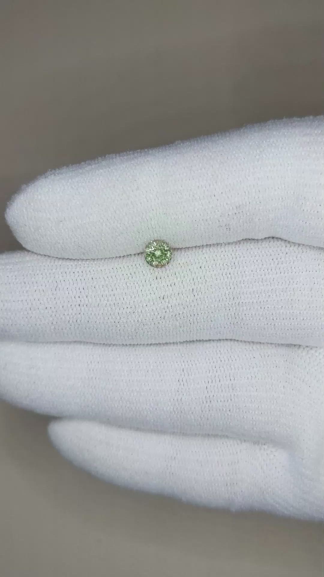 0.54 Ct. Yellowish Green Sapphire from Madagascar Size Video