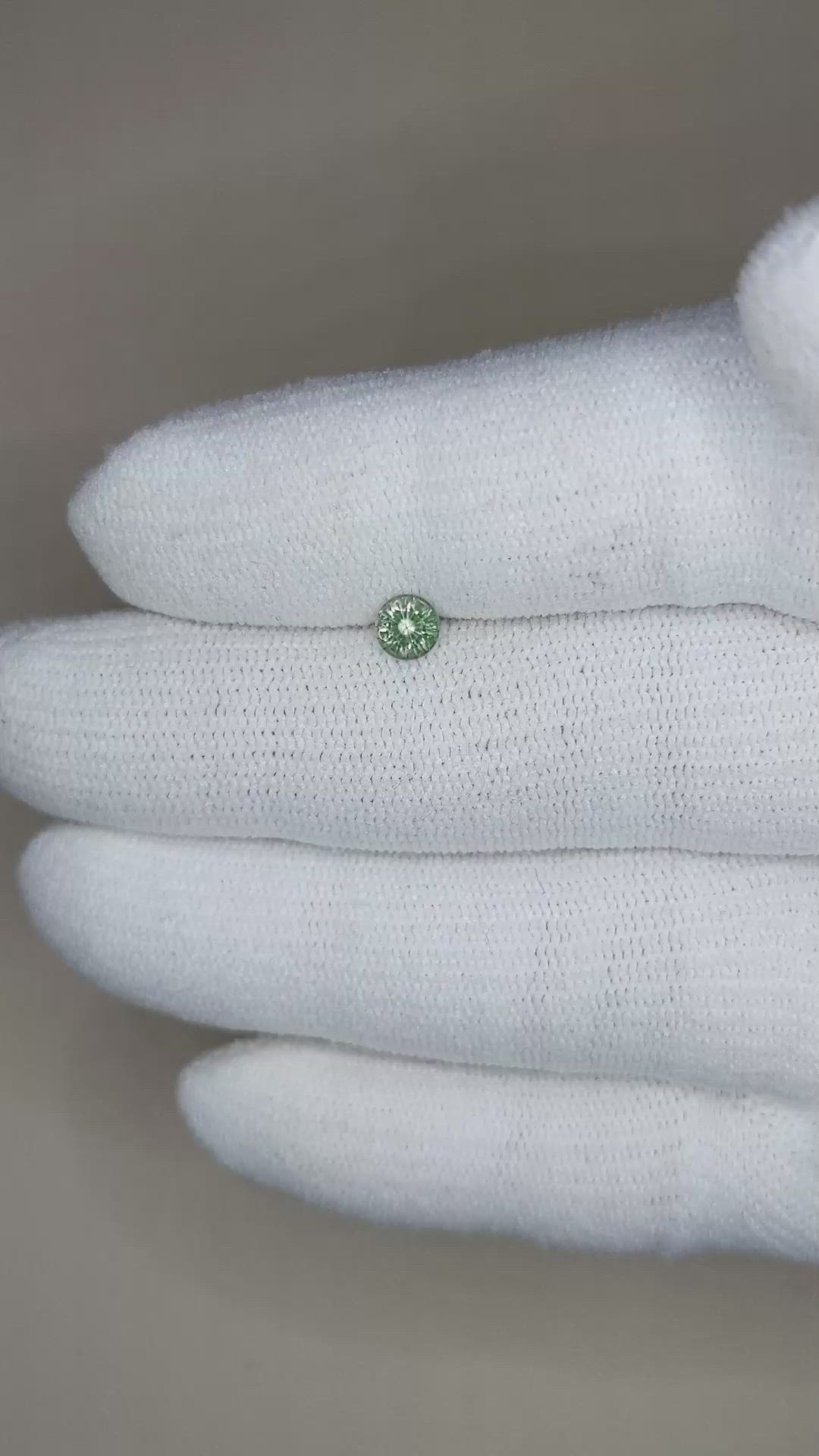 0.41 Ct. Yellowish Green Sapphire from Madagascar Size Video