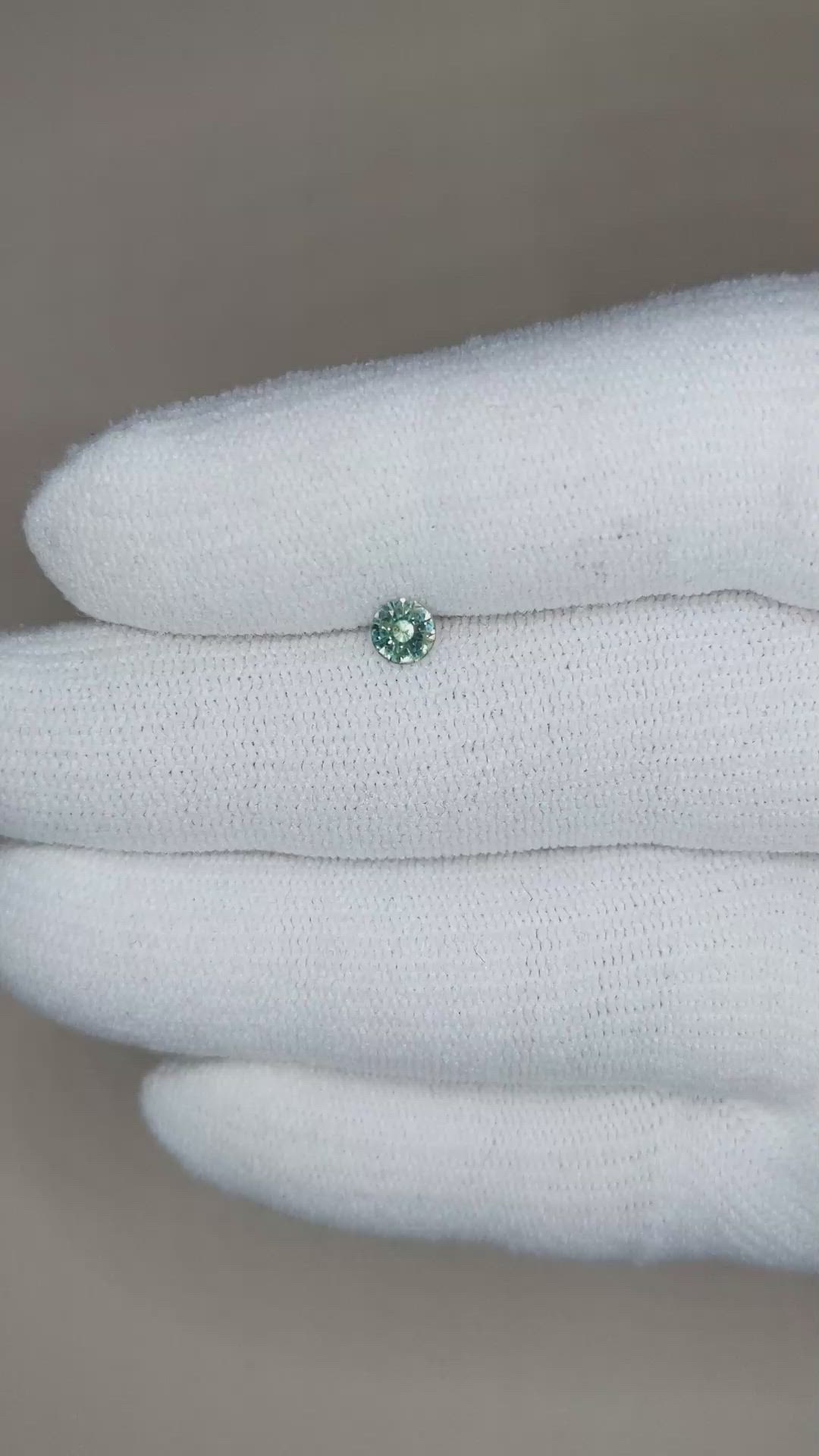 0.31 Ct. Bluish Green Sapphire from Madagascar Size Video