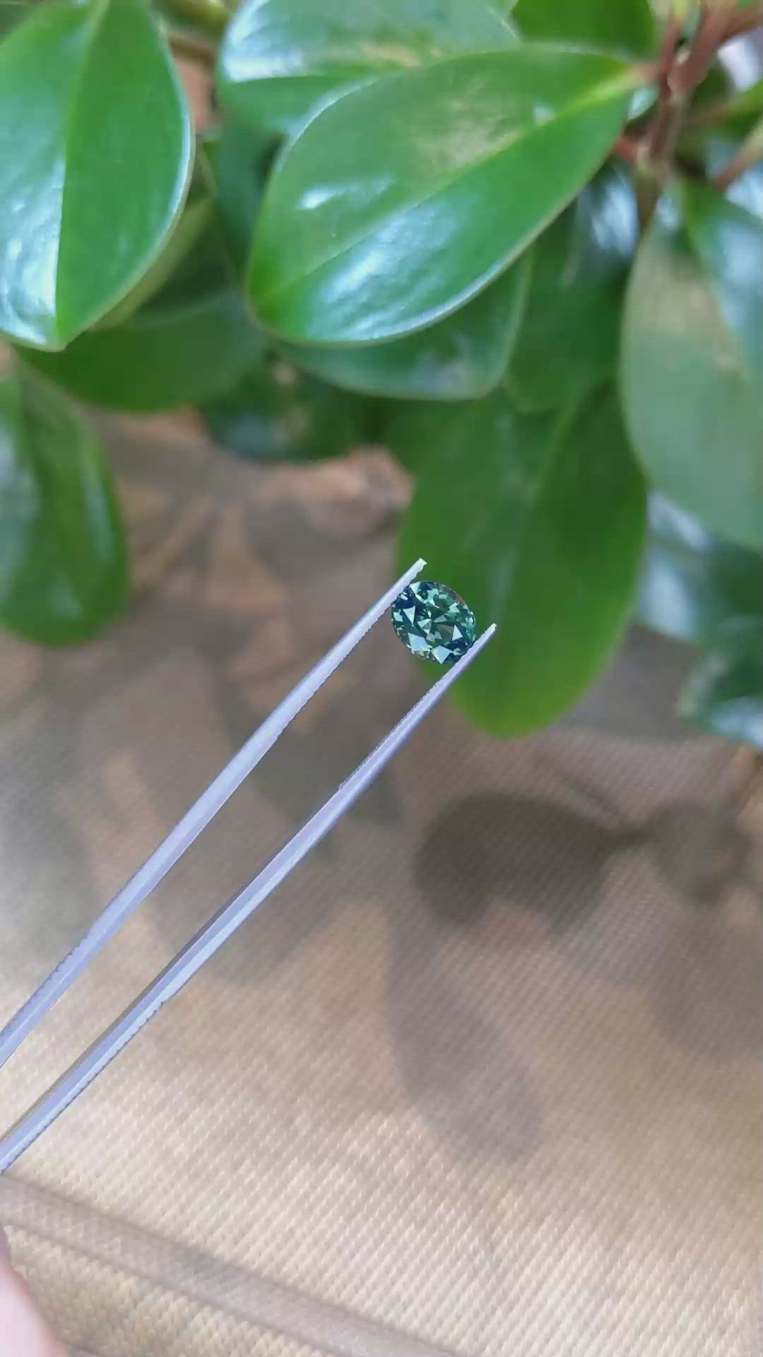 2.13 Ct. Bluish Green Sapphire from Madagascar Size Video