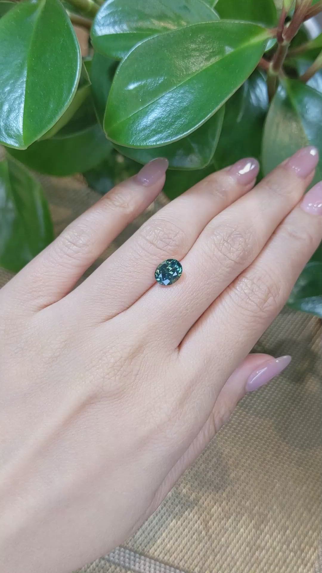 2.13 Ct. Bluish Green Sapphire from Madagascar Size Video