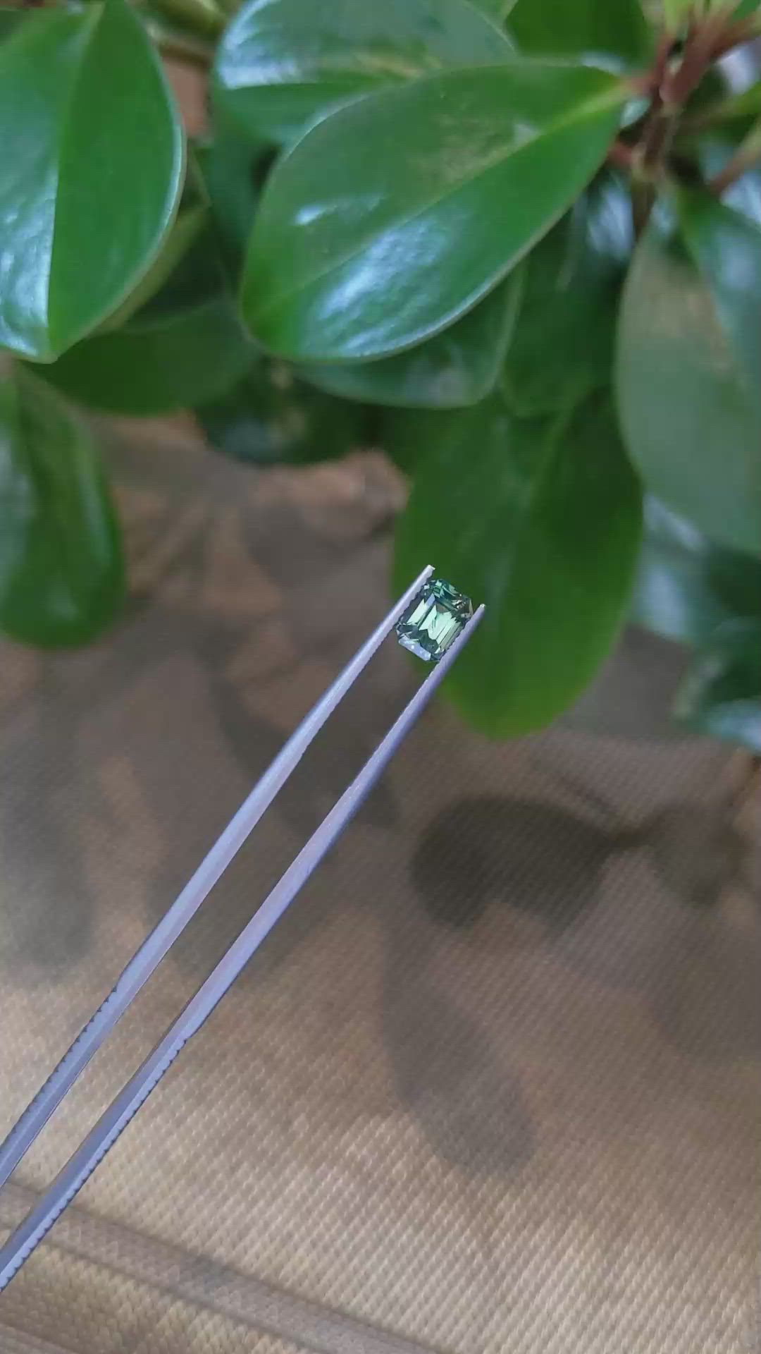 1.57 Ct. Bluish Green Sapphire from Madagascar Size Video