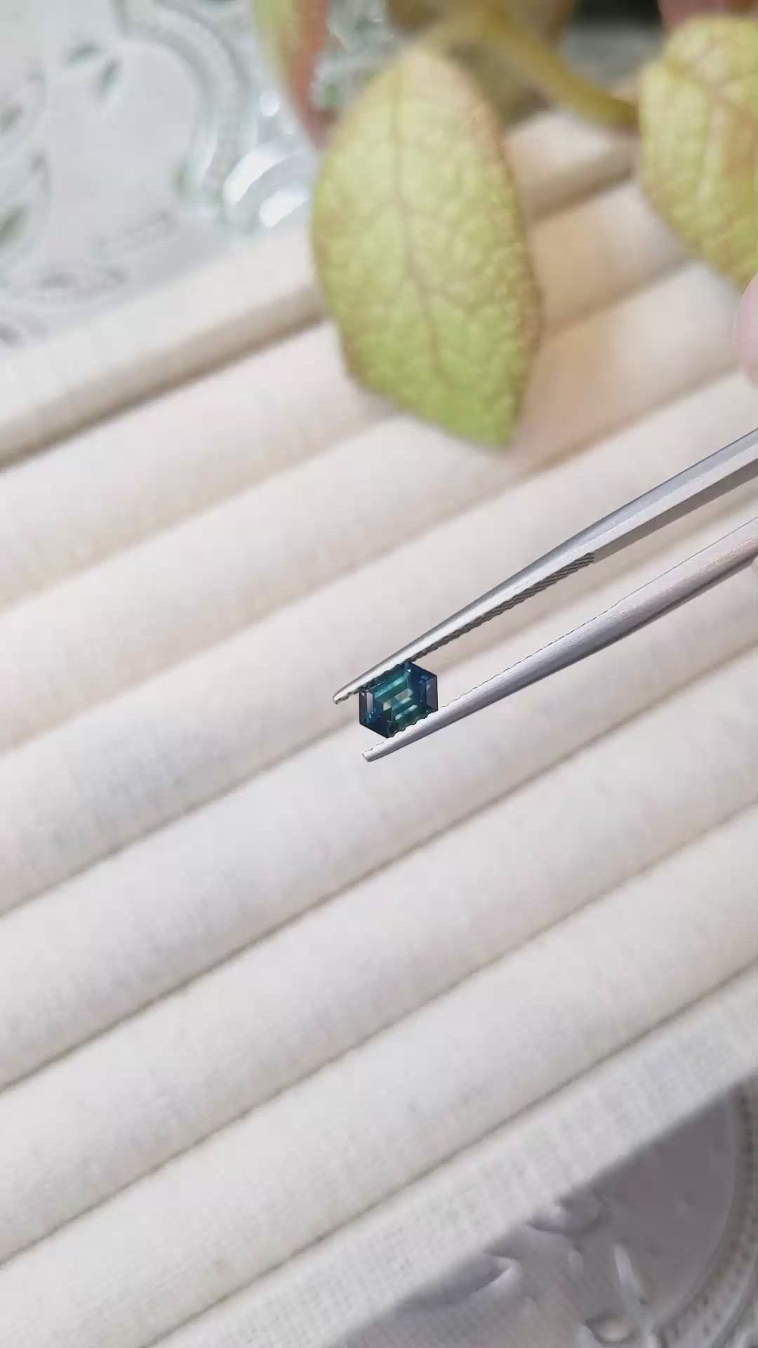 0.76 Ct. Bluish Green Sapphire from Montana Size Video