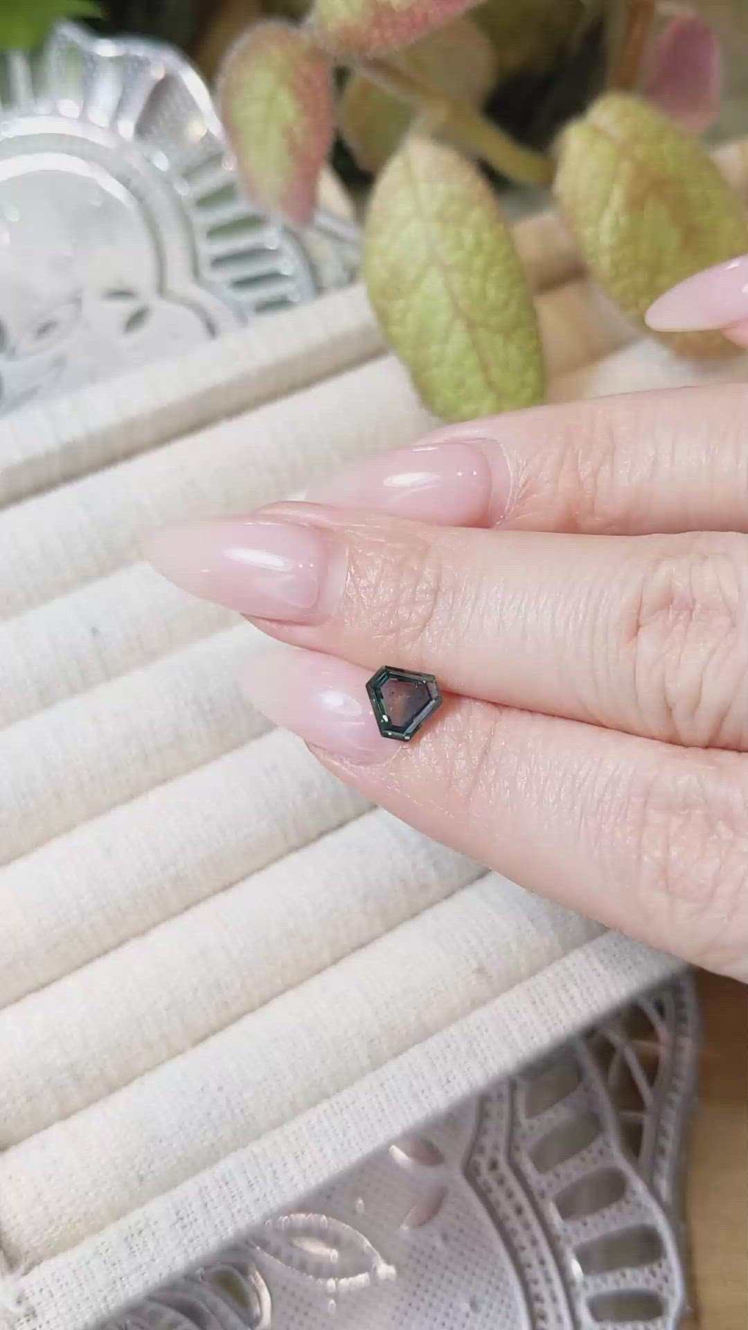 1.31 Ct. Bluish Green Sapphire from Montana Size Video