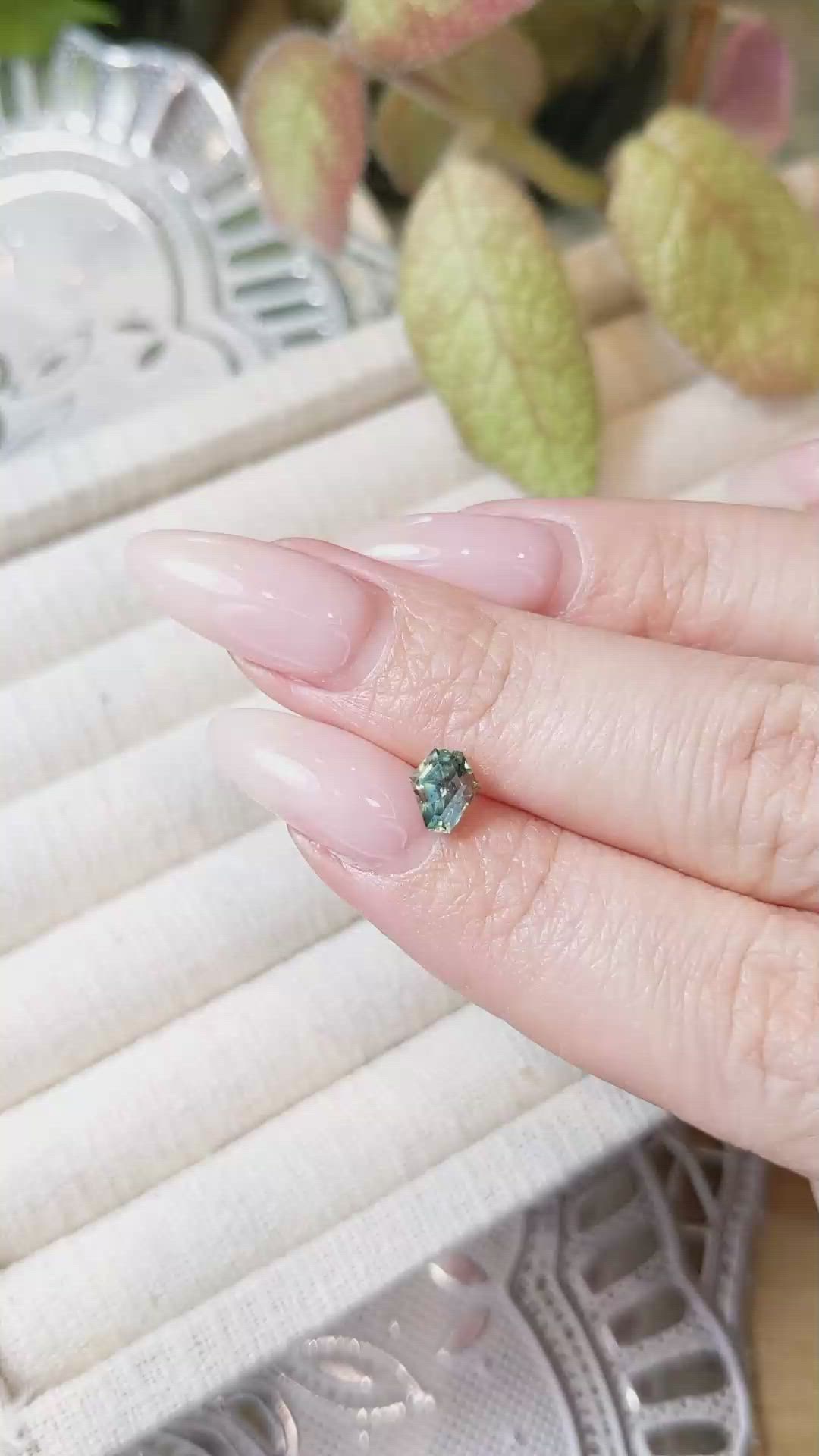 0.88 Ct. Bluish Green Sapphire from Montana Size Video