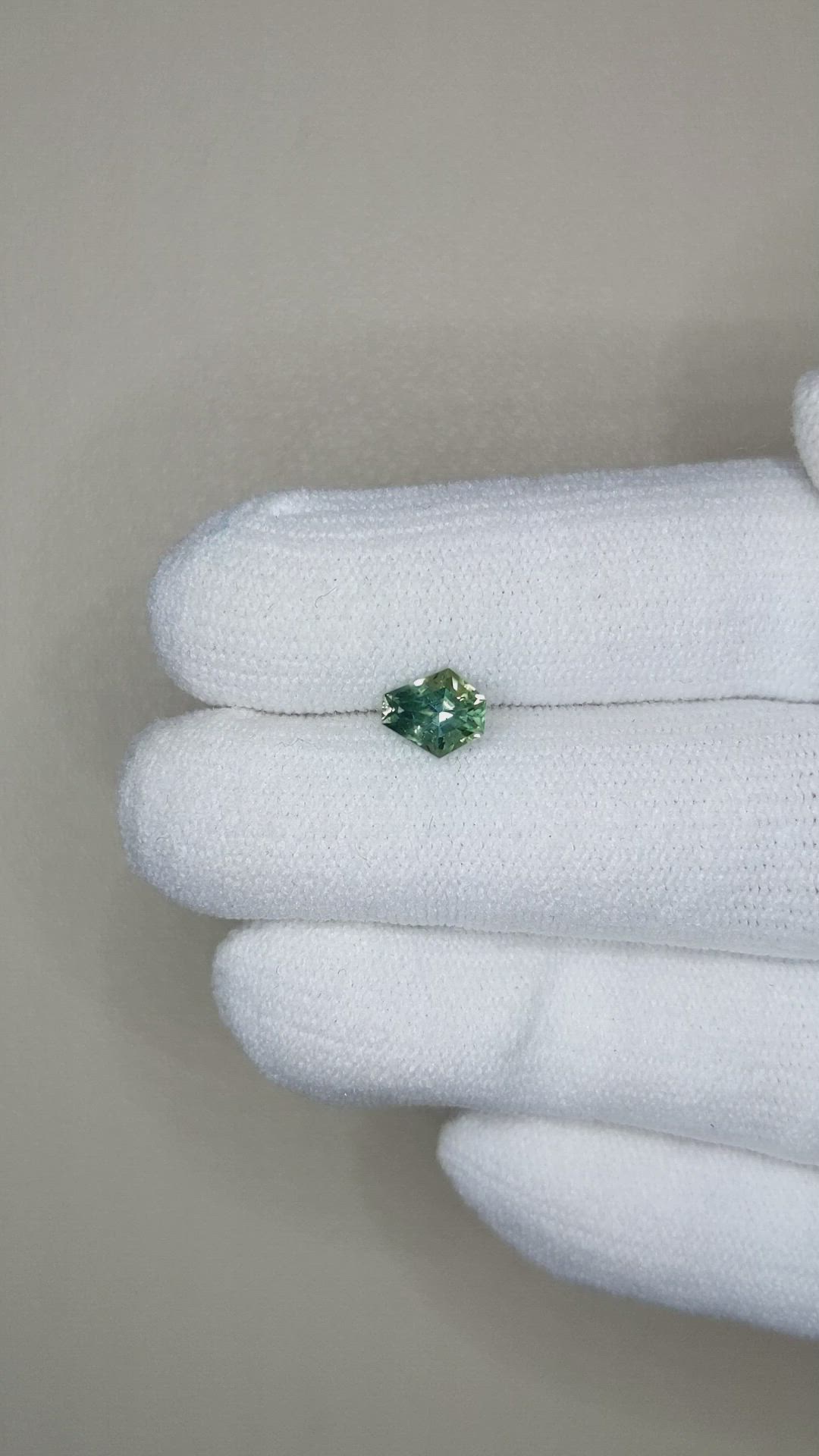 0.88 Ct. Bluish Green Sapphire from Montana Size Video