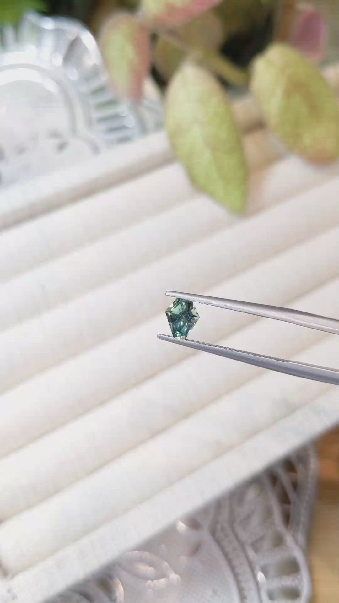 0.88 Ct. Bluish Green Sapphire from Montana Size Video