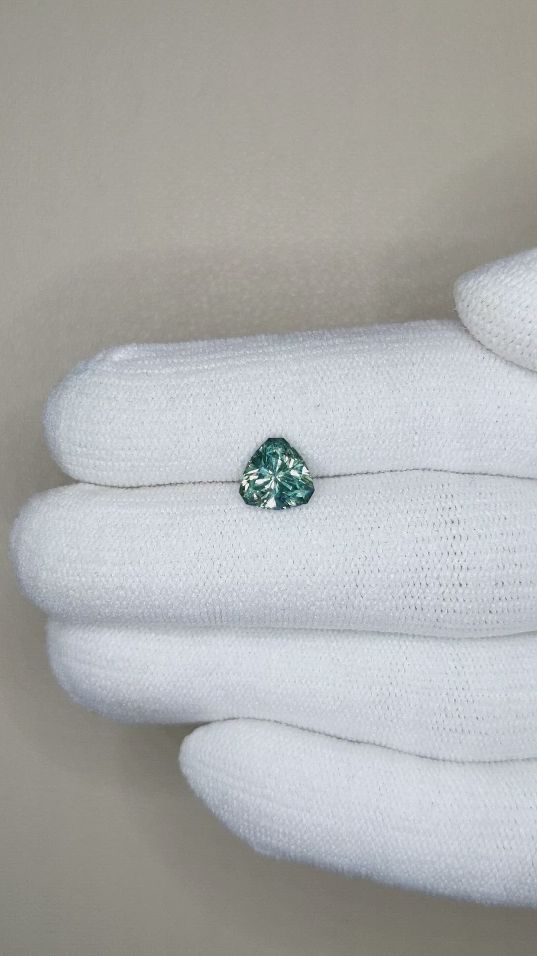 1.53 Ct. Bluish Green Sapphire from Montana Size Video