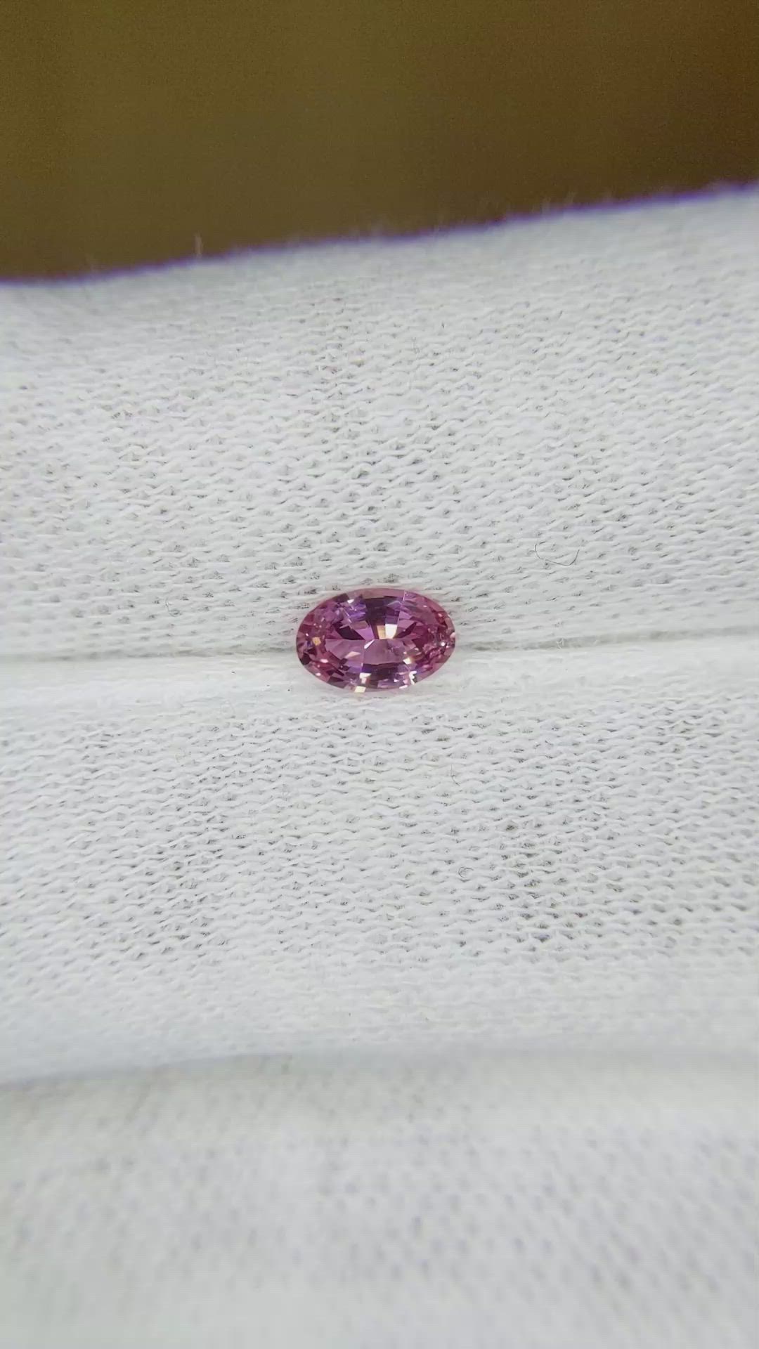0.46 Ct. Reddish Pink Sapphire from Ceylon (Sri Lanka) Size Video