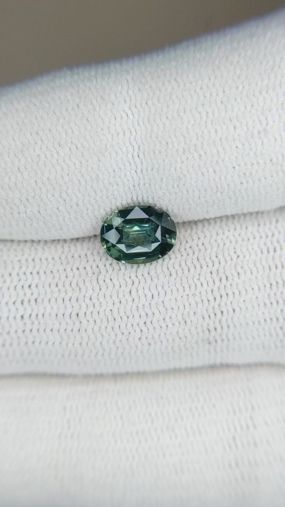 1.61 Ct. Bluish Green Sapphire from Ceylon (Sri Lanka) Size Video