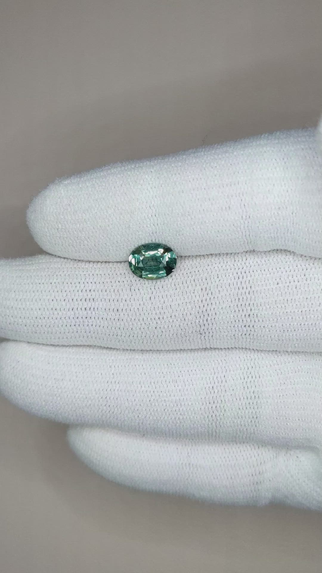 1.61 Ct. Bluish Green Sapphire from Ceylon (Sri Lanka) Size Video